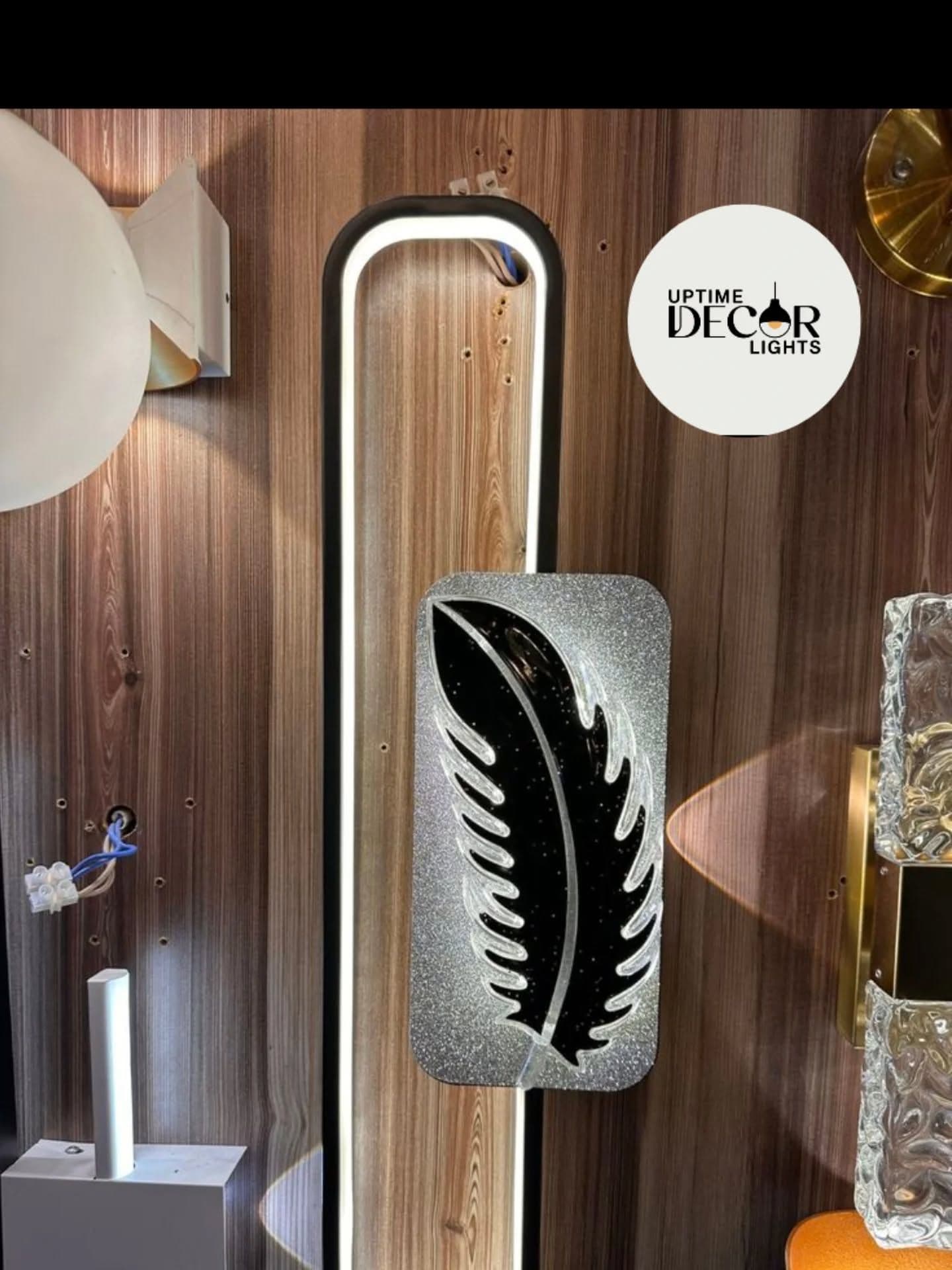 Modern Black Feather LED Wall Light