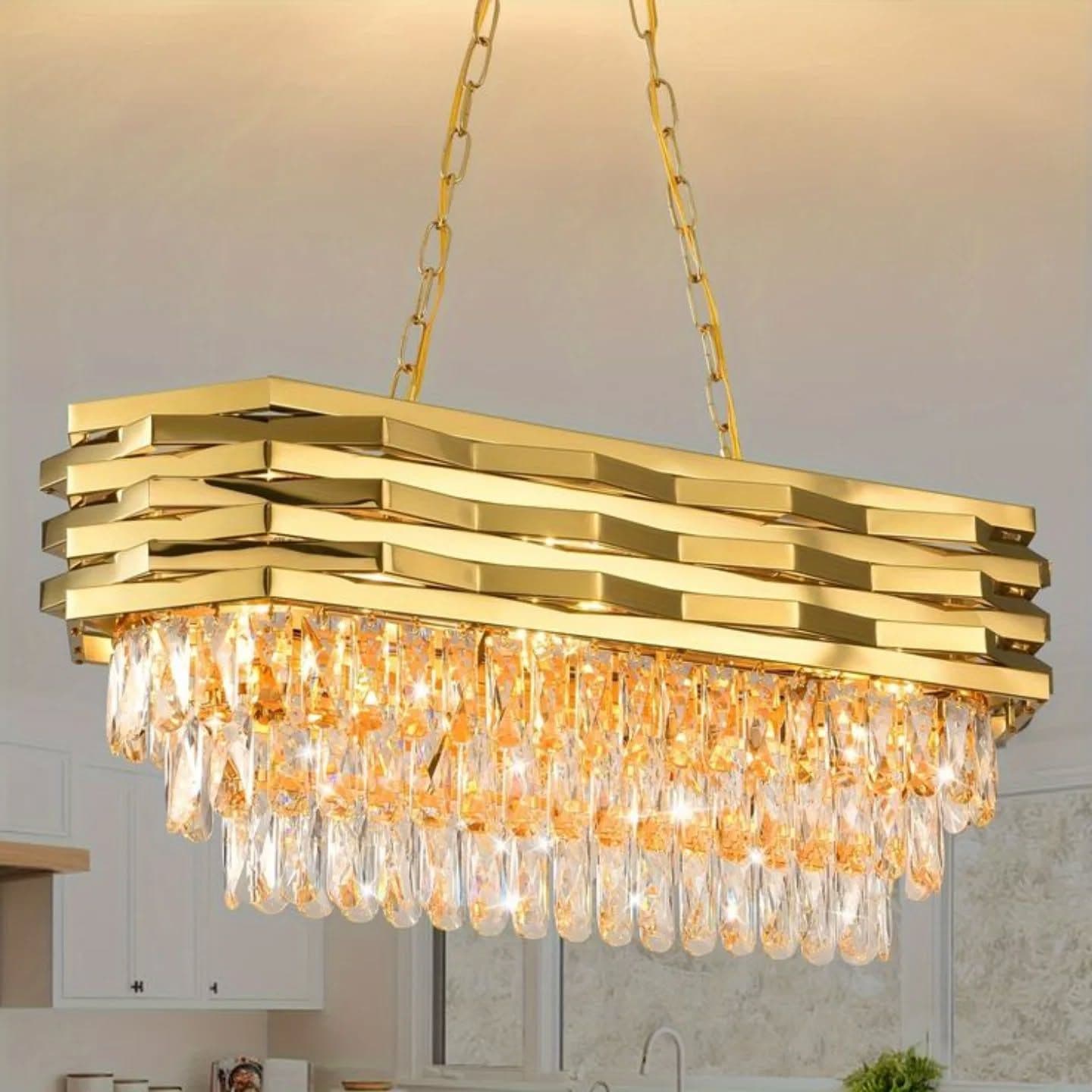 Luxury Modern Gold Crystal Tiered Chandelier