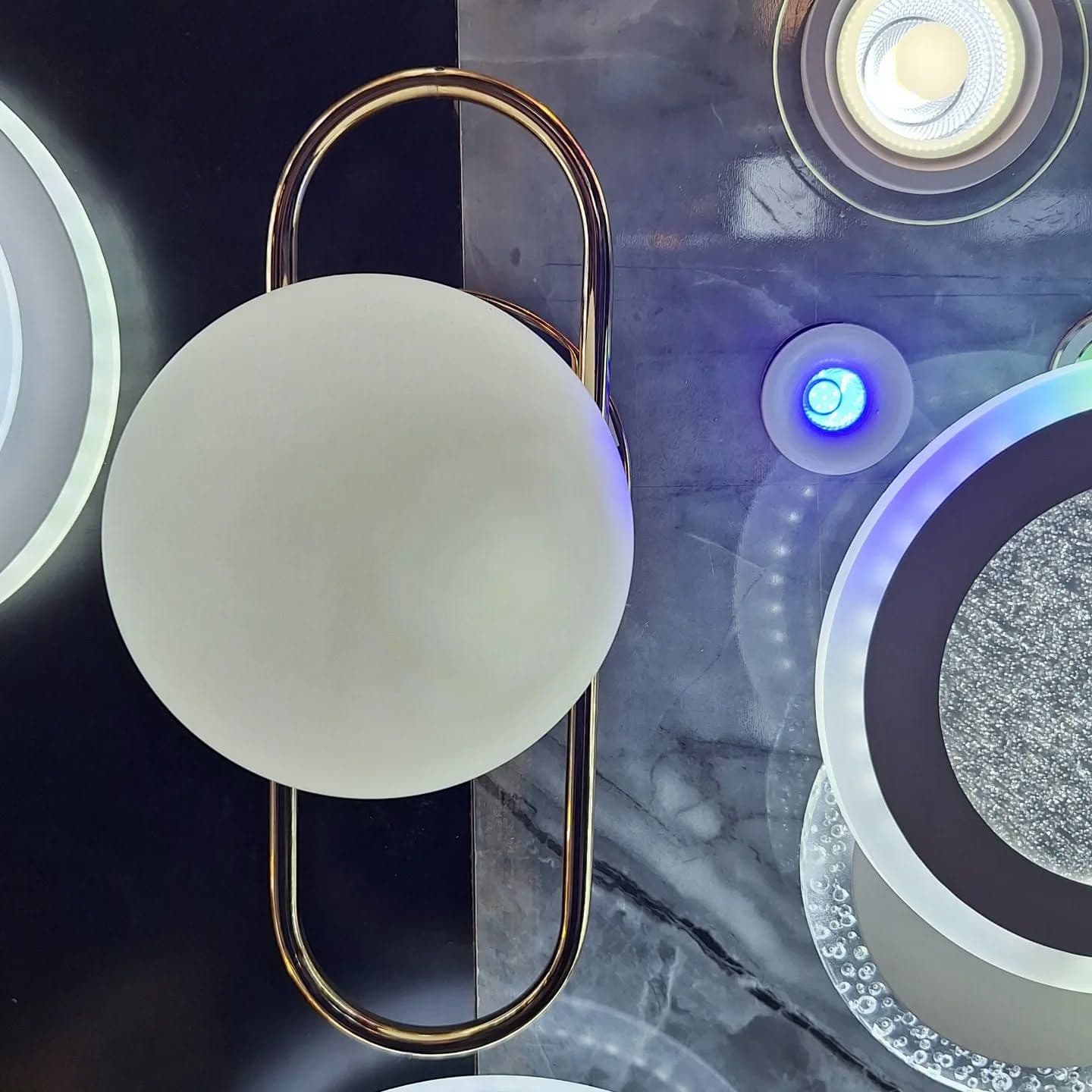 Modern White and Gold Geometric Pendant Light