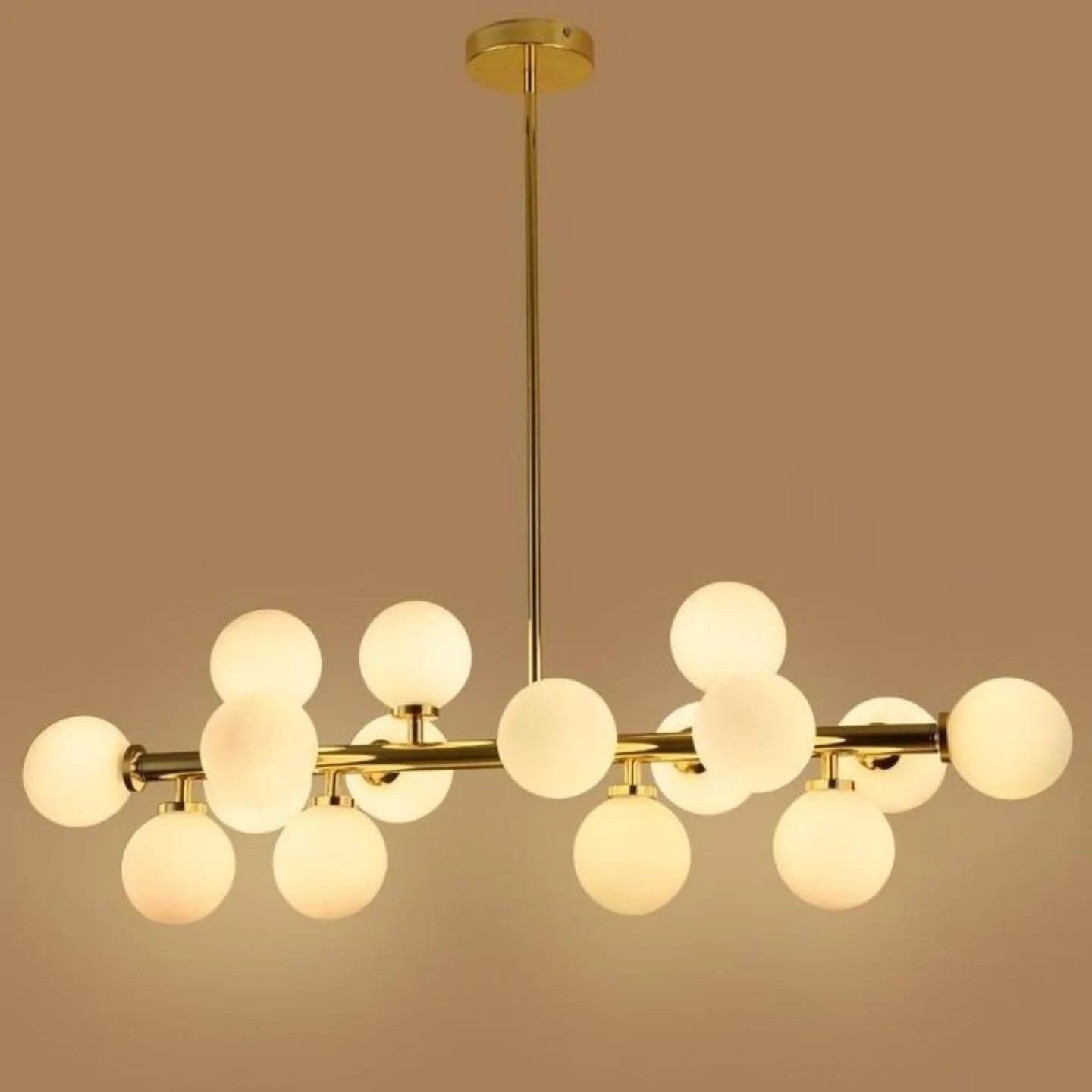 Luxury 16-Bulb Modern Gold Chandelier with Frosted Glass Globes