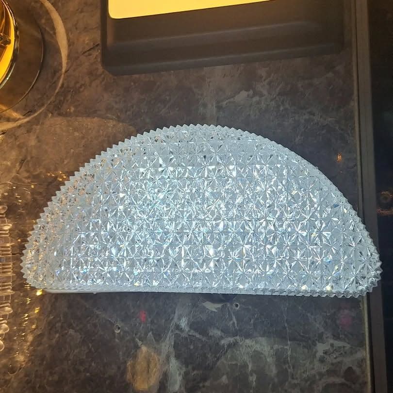 Modern Clear Crystal Half Moon Wall Light in Silver
