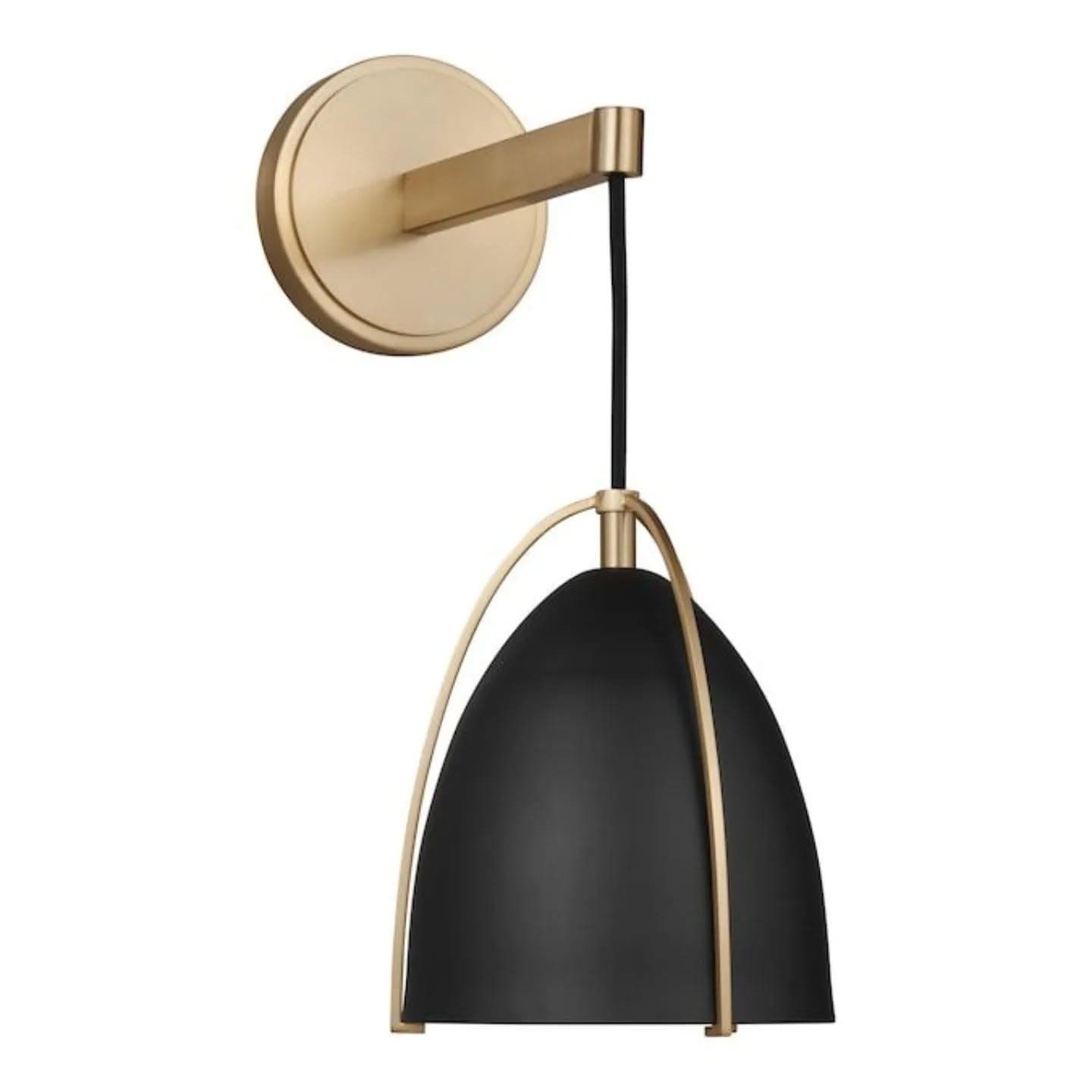 Modern Gold and Matte Black Arc Wall Light with Dome Shade