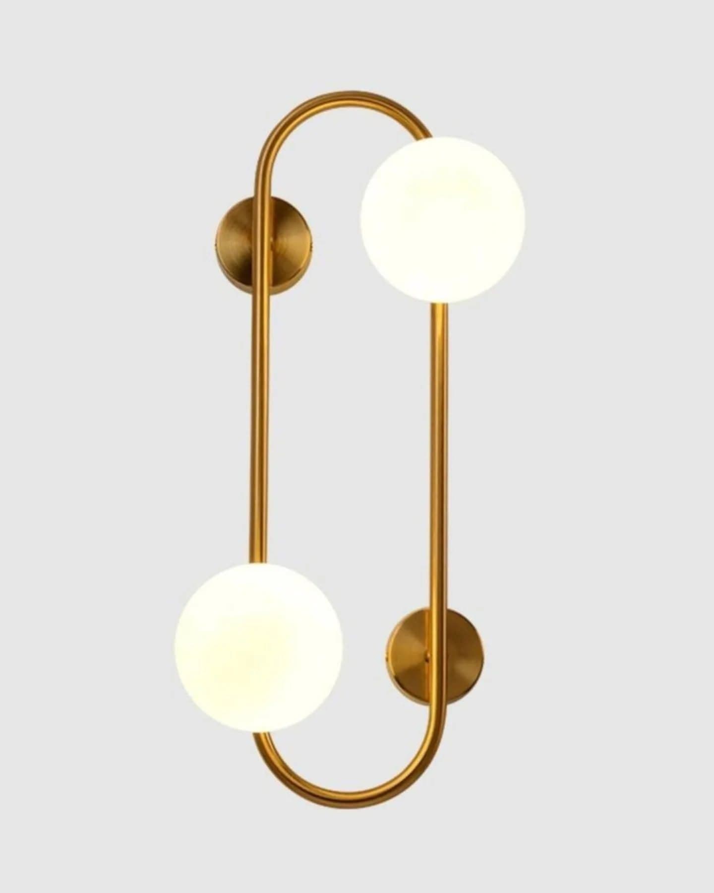Modern Gold Brass Double Wall Light with Globe Shades
