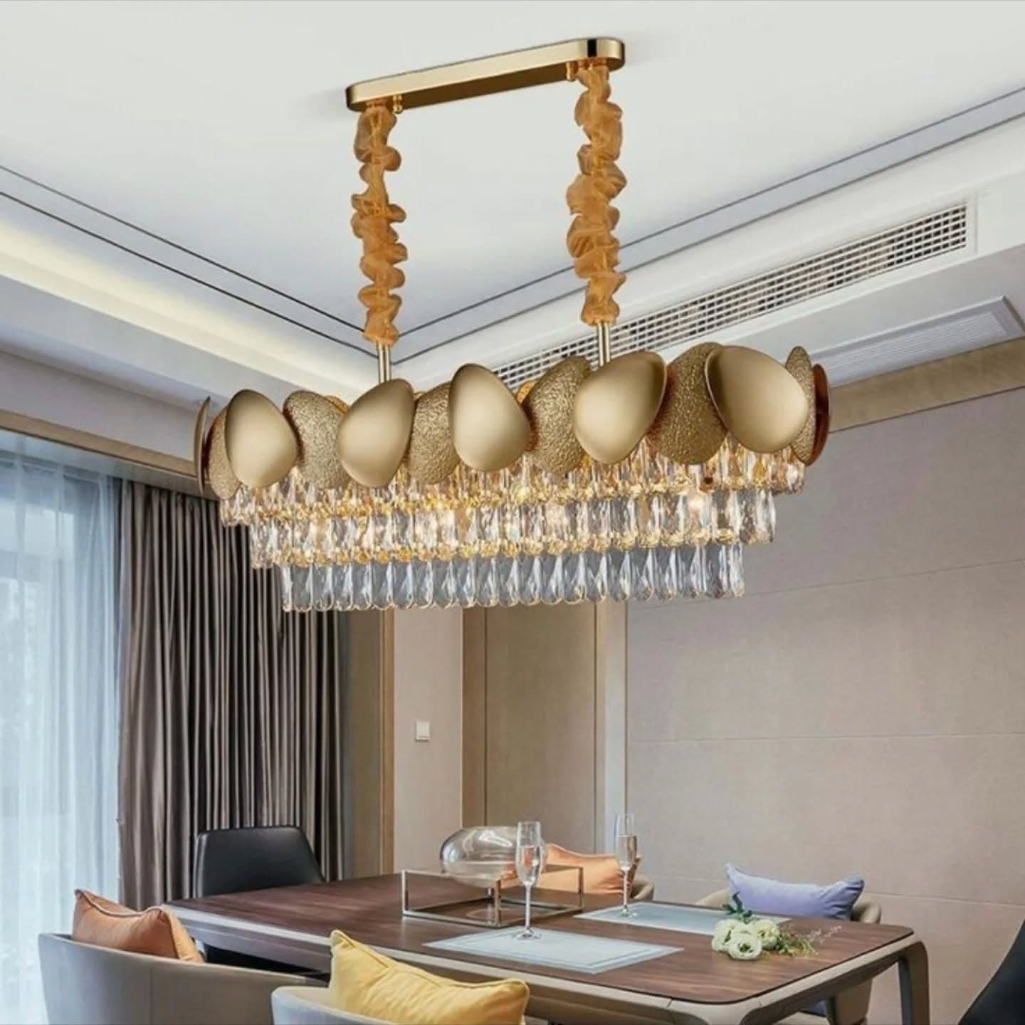 Luxury Modern Gold Crystal Oval Chandelier