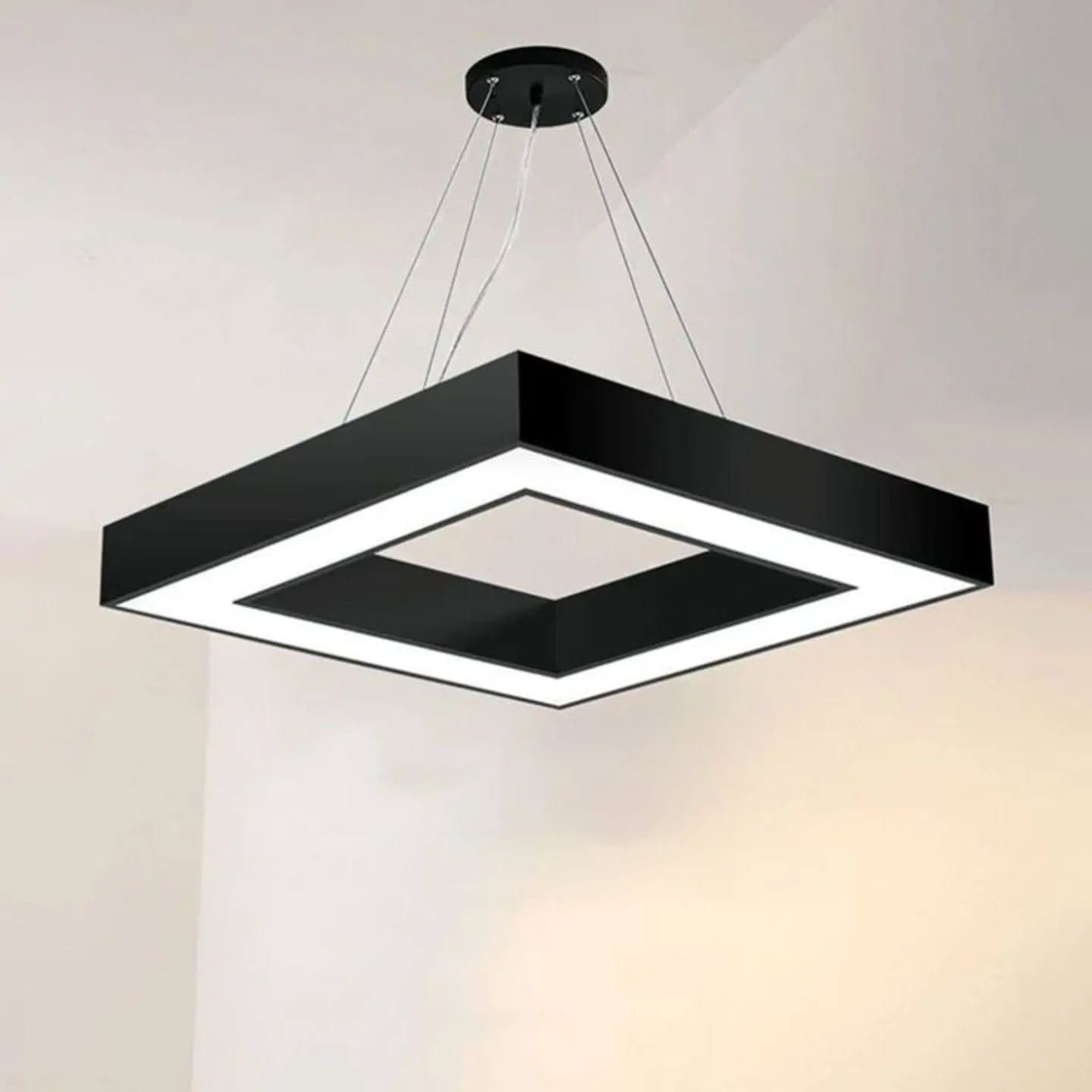 Modern Black Geometric LED Pendant Light - Large