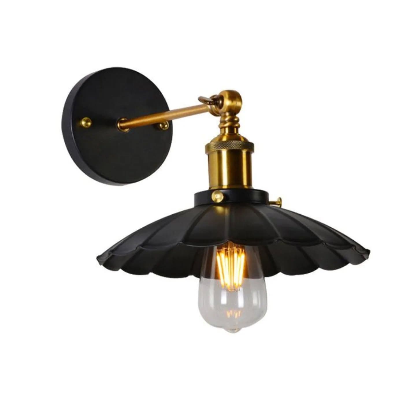 Industrial Black and Brass Adjustable Wall Light