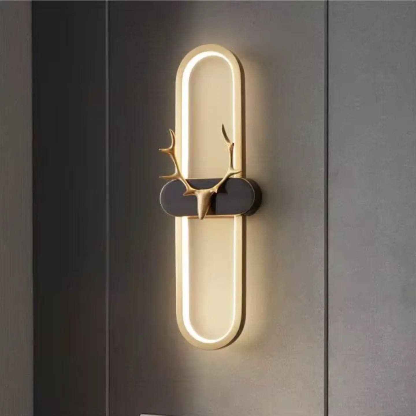 Modern Deer Head LED Wall Light in Gold, Black & White
