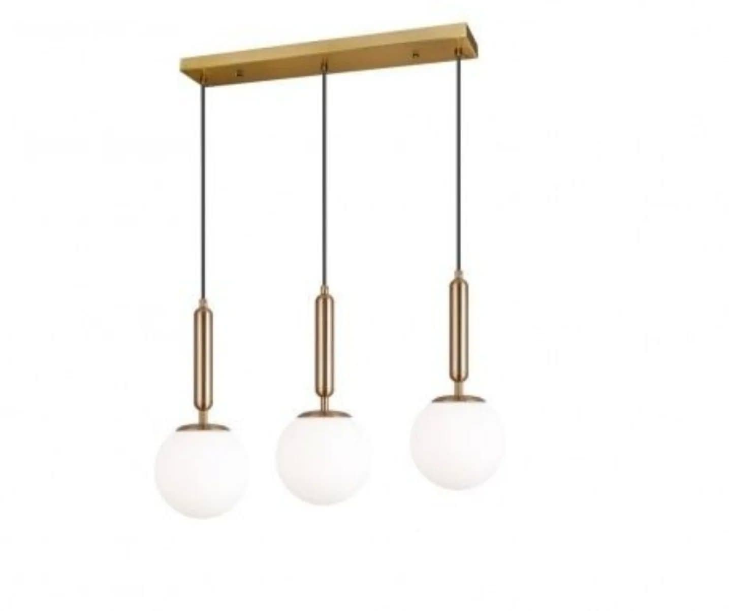 Modern Brass and Glass Three-Light Gold Pendant