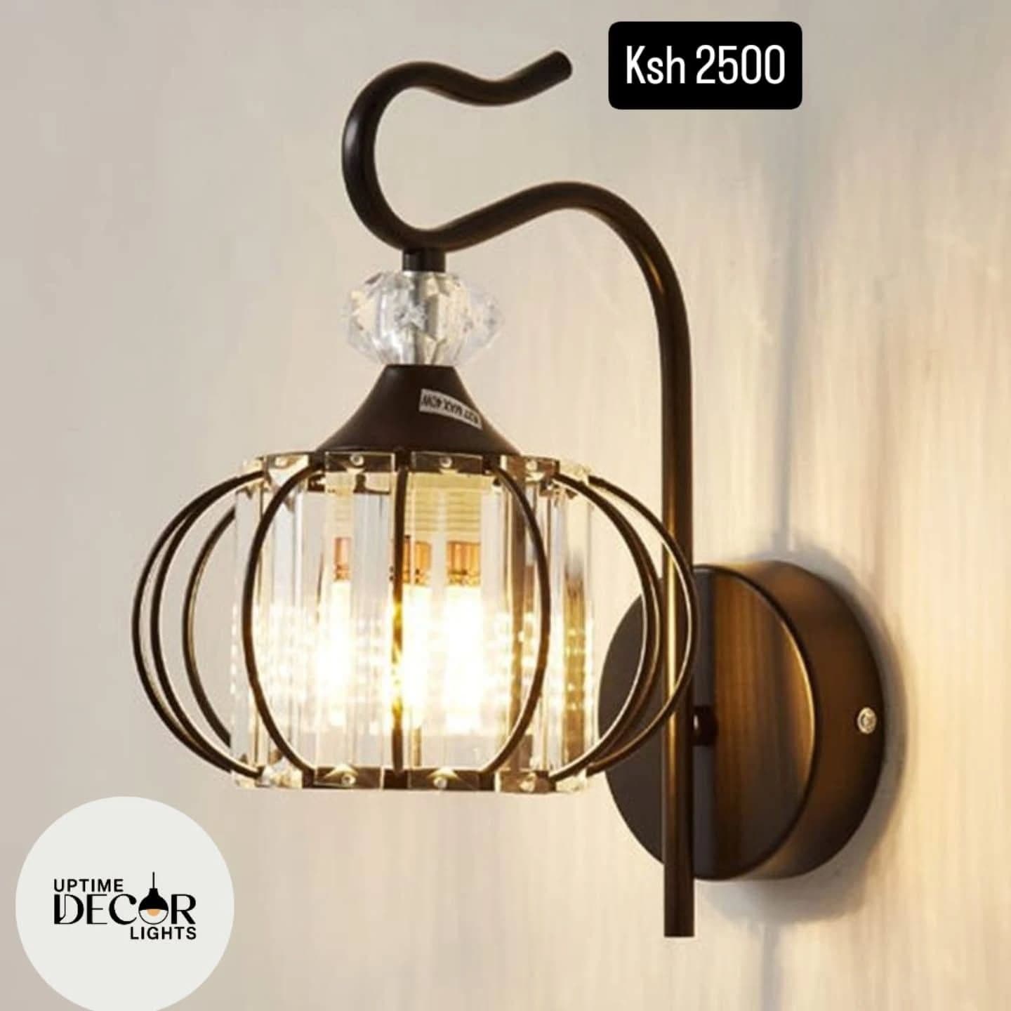 Ornate Bronze Crystal and Glass Wall Light