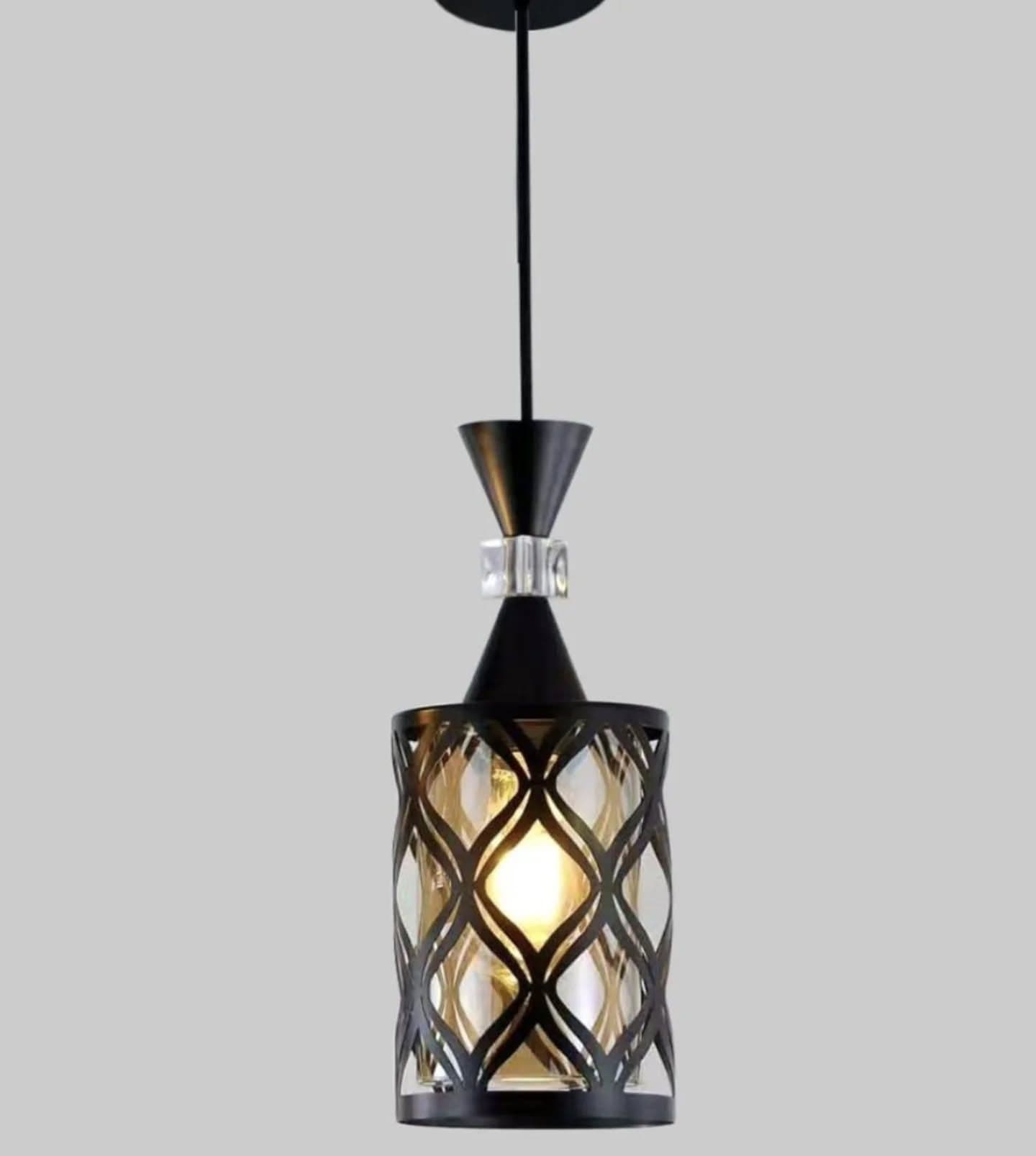 Modern Black Geometric Crystal Pendant Light