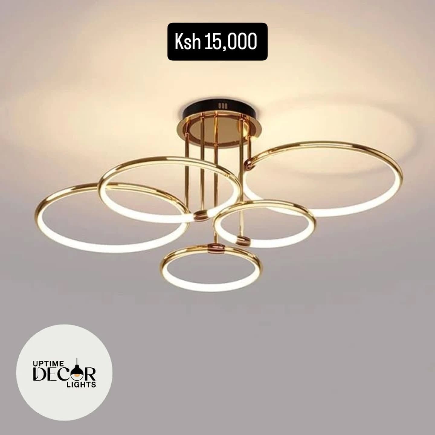 Modern Multi-Tiered Gold and Black Ring Chandelier with Integrated LEDs