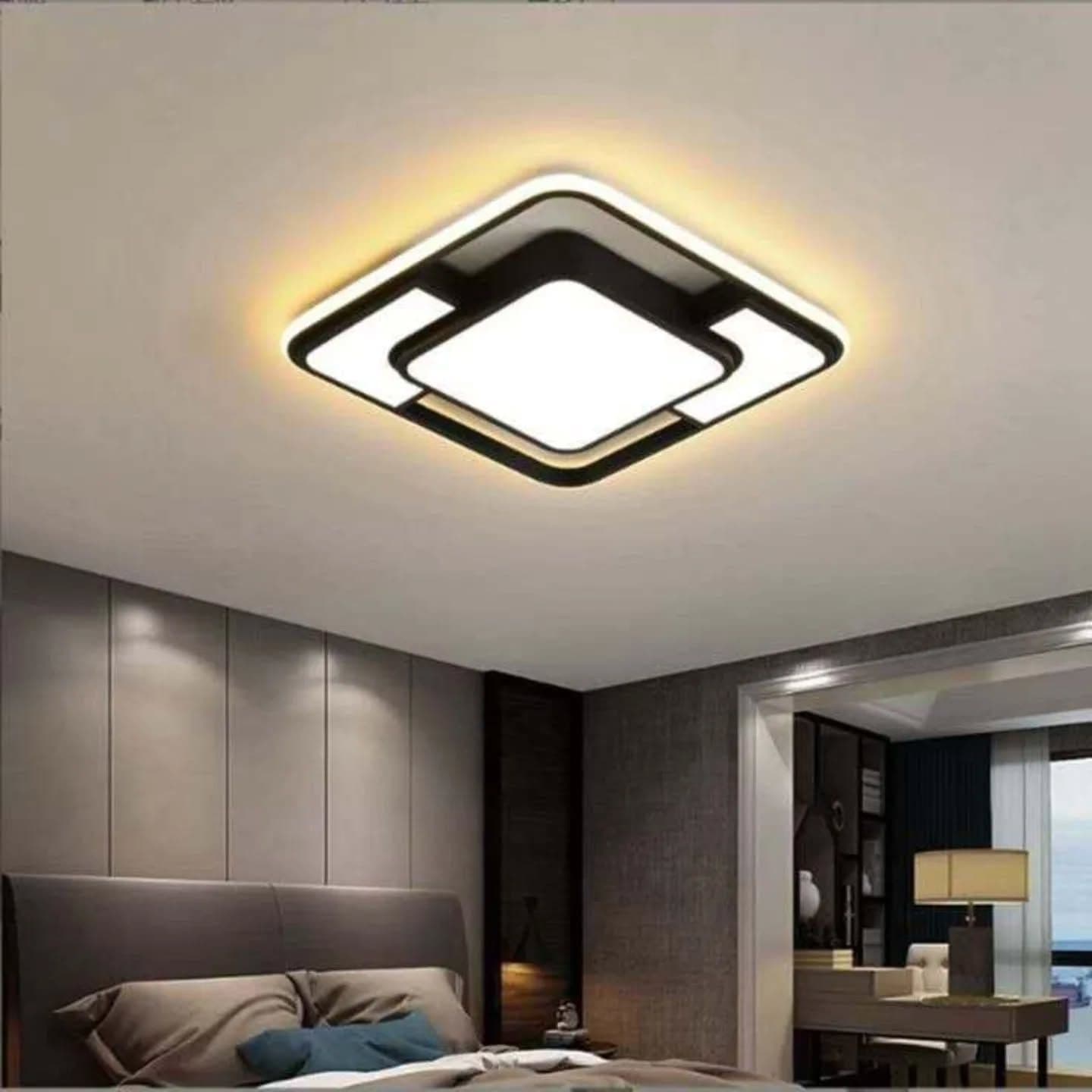 Modern Black Geometric LED Downlighter - Flush Mount