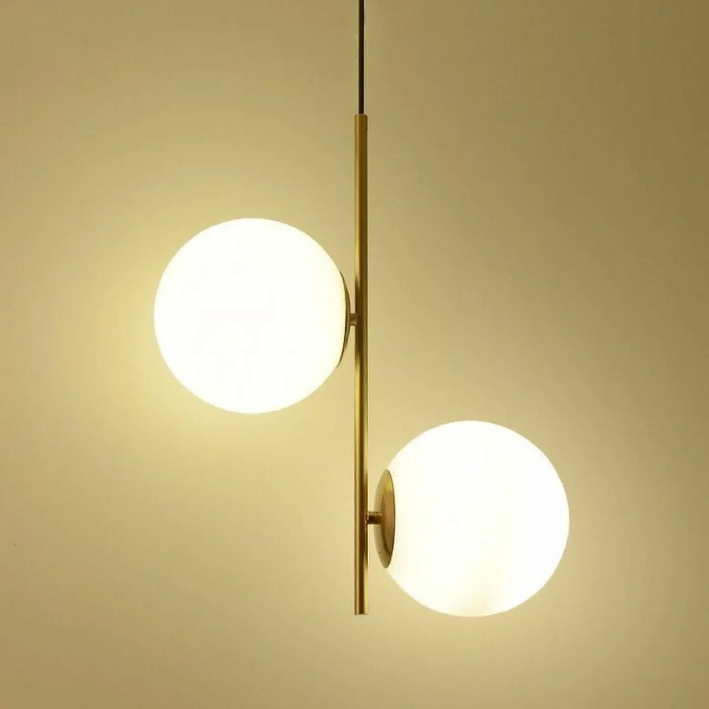 Modern Gold Double Glass Ball Pendant Light