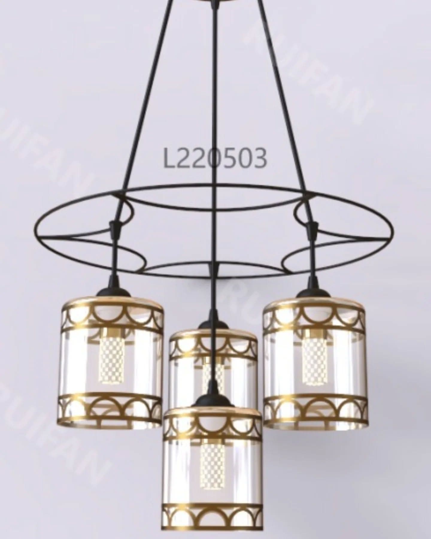 Elegant Gold and Black Multi-Tier Glass Chandelier