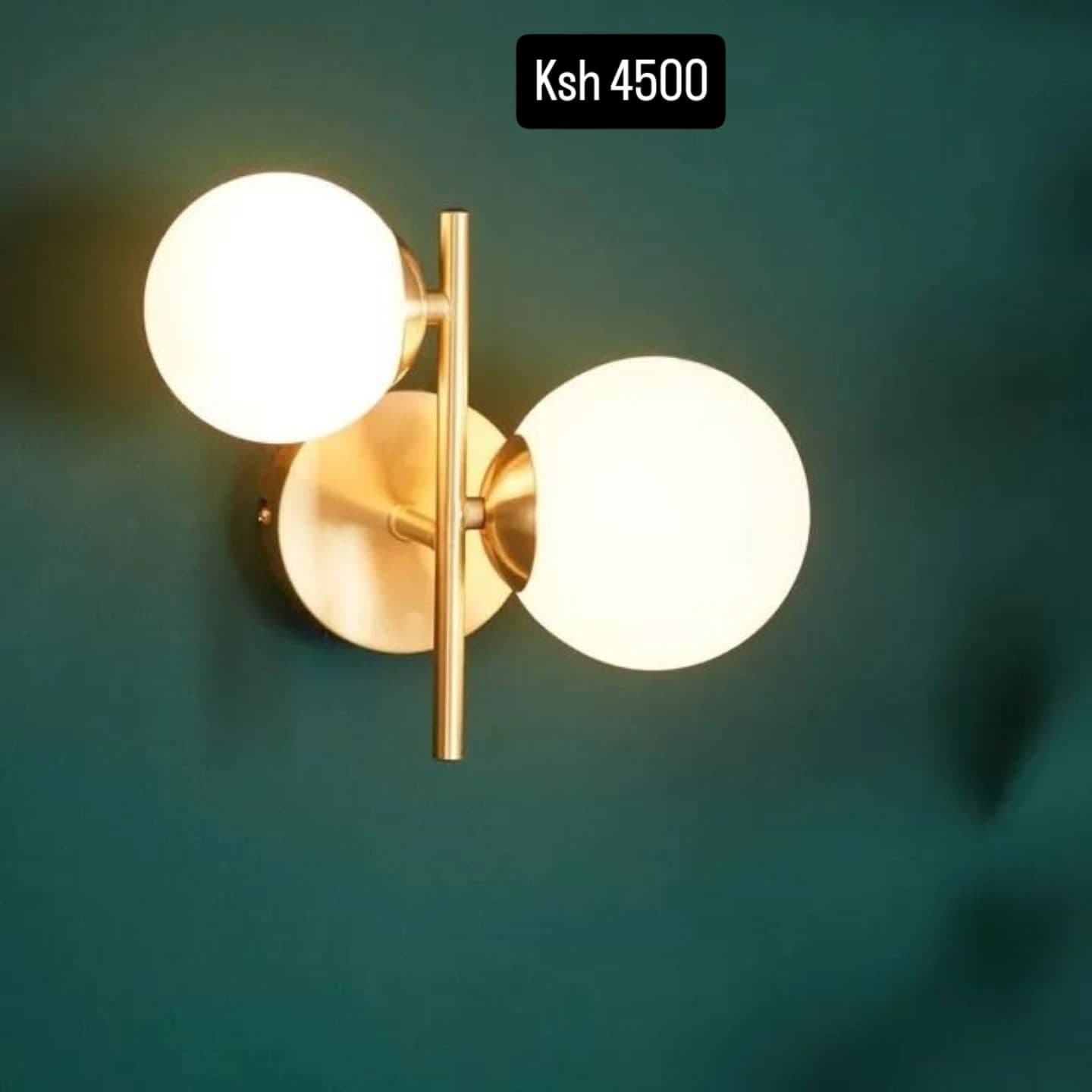 Modern Gold Brass Double Globe Wall Light