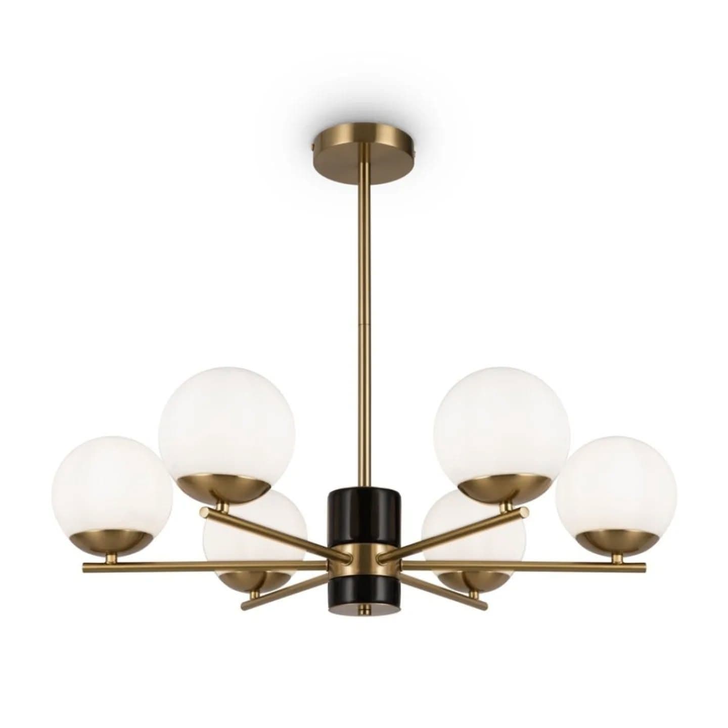 6-Arm Modern Gold Globe Chandelier with Brass Finish