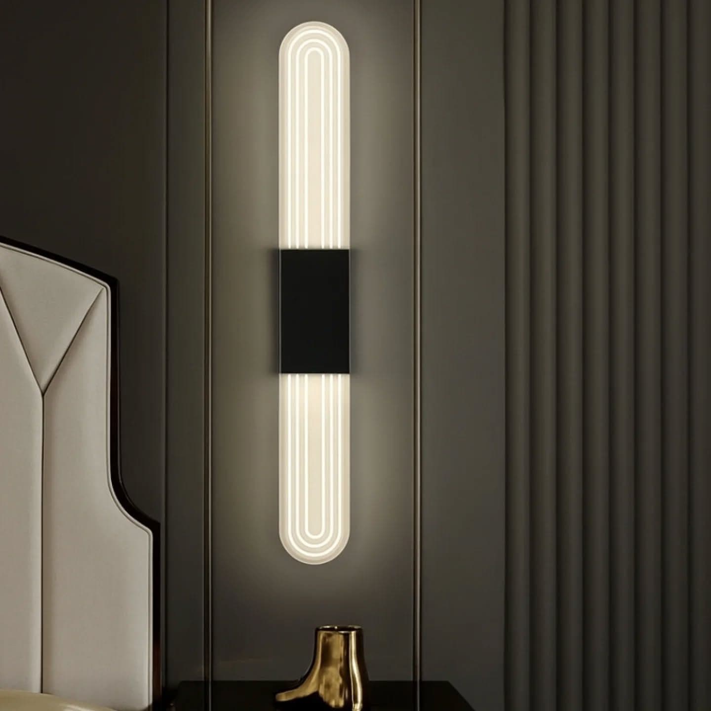 Modern Black Tubular LED Wall Light - Large