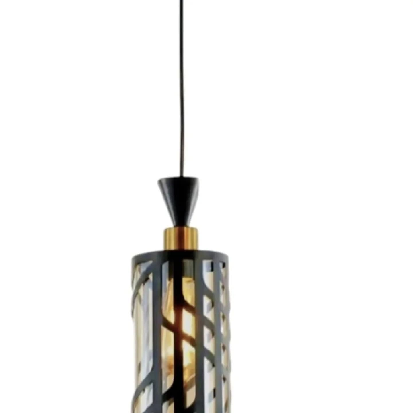 Modern Black Geometric Pendant Light with Exposed Bulb