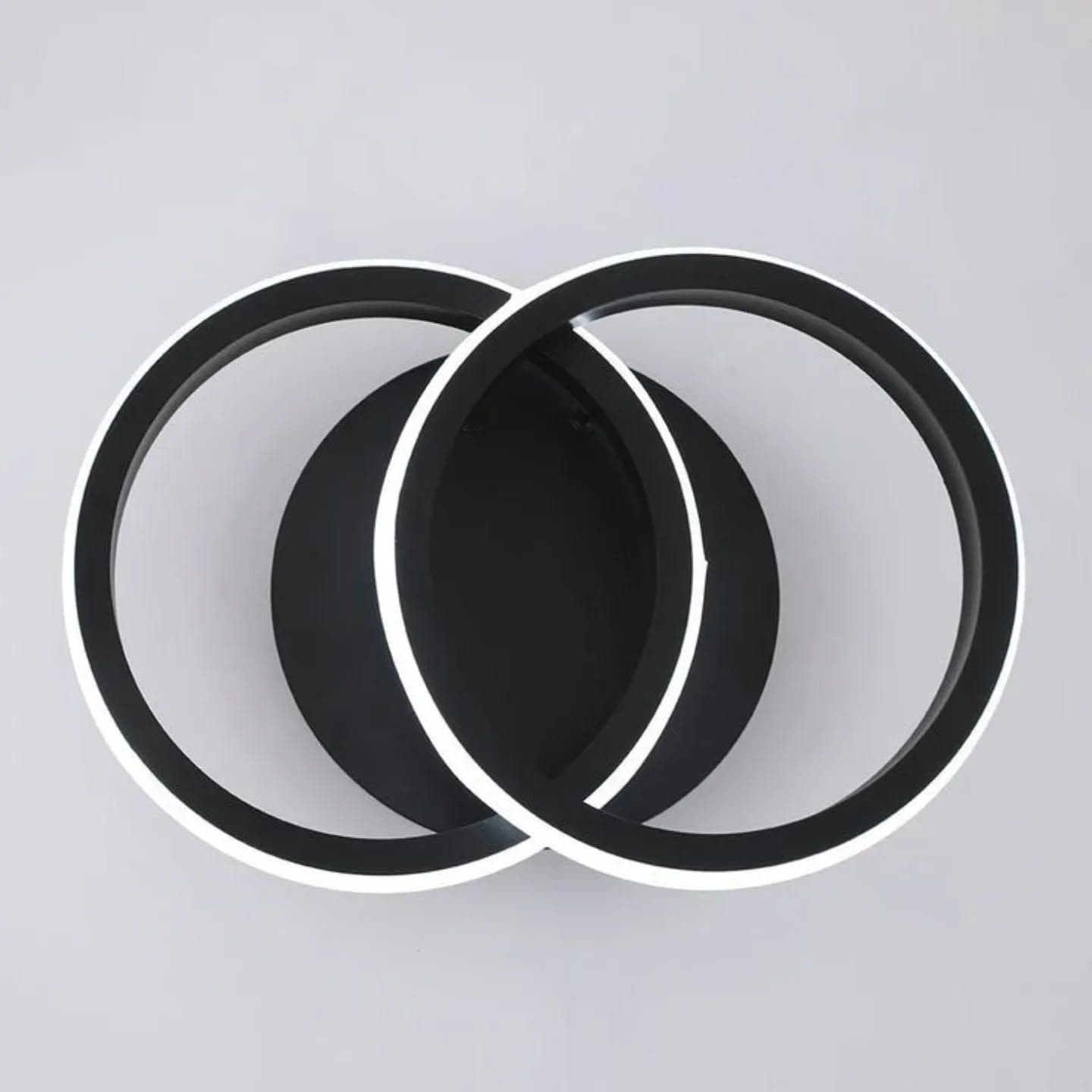 Modern Black and White Interlocking Ring LED Wall Light