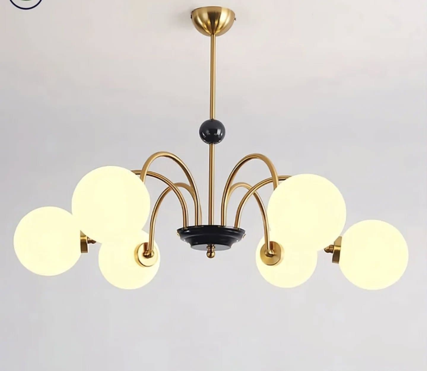 Modern 6-Light Gold and Matte Black Orb Chandelier