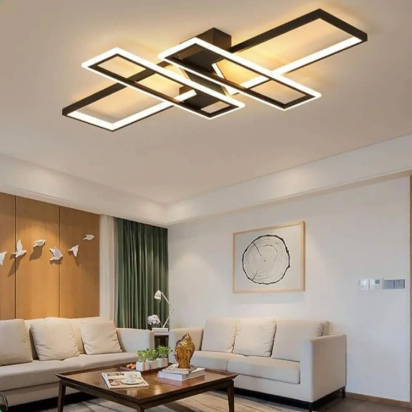 Modern Black Geometric LED Chandelier