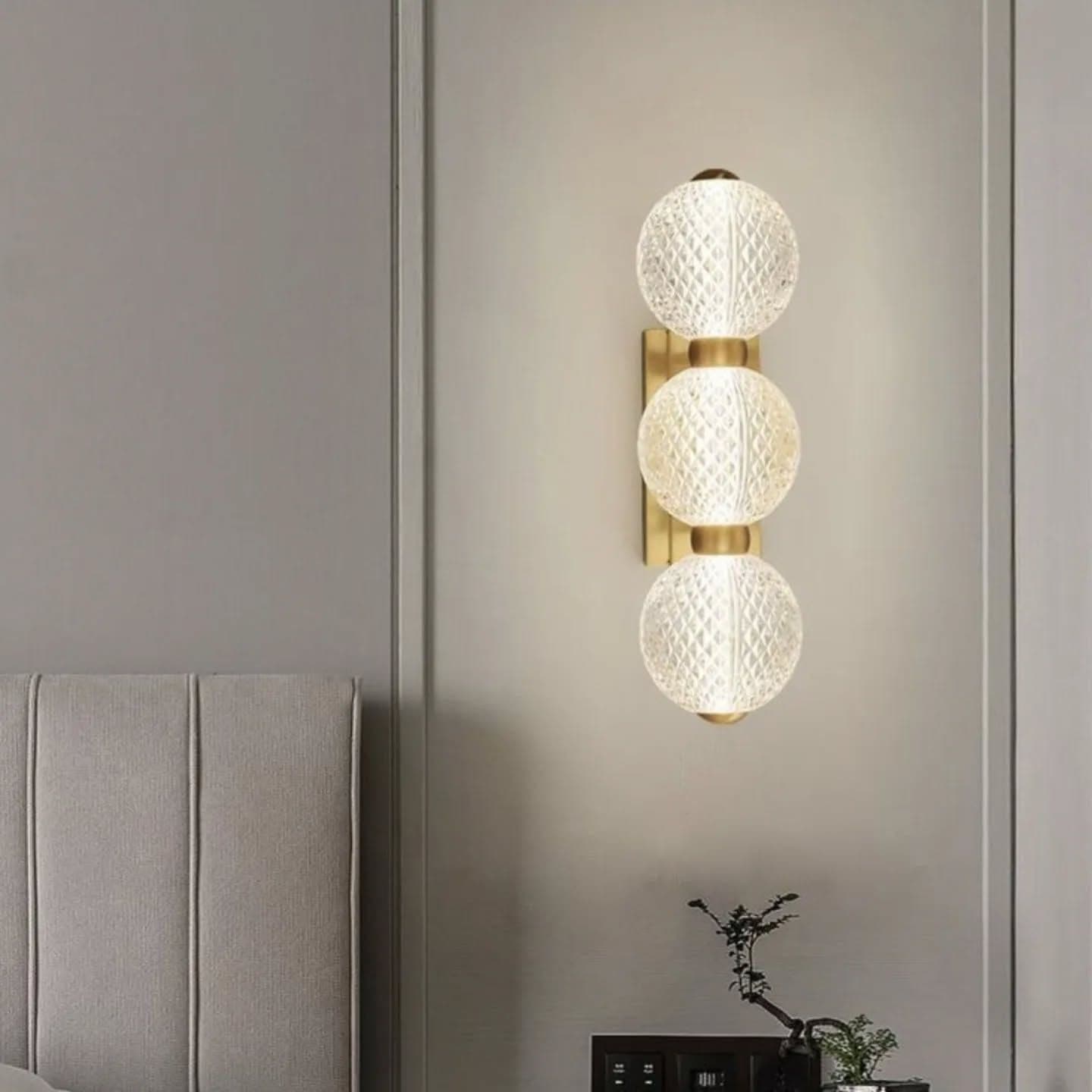 Modern Gold Brass Triple Globe Wall Light