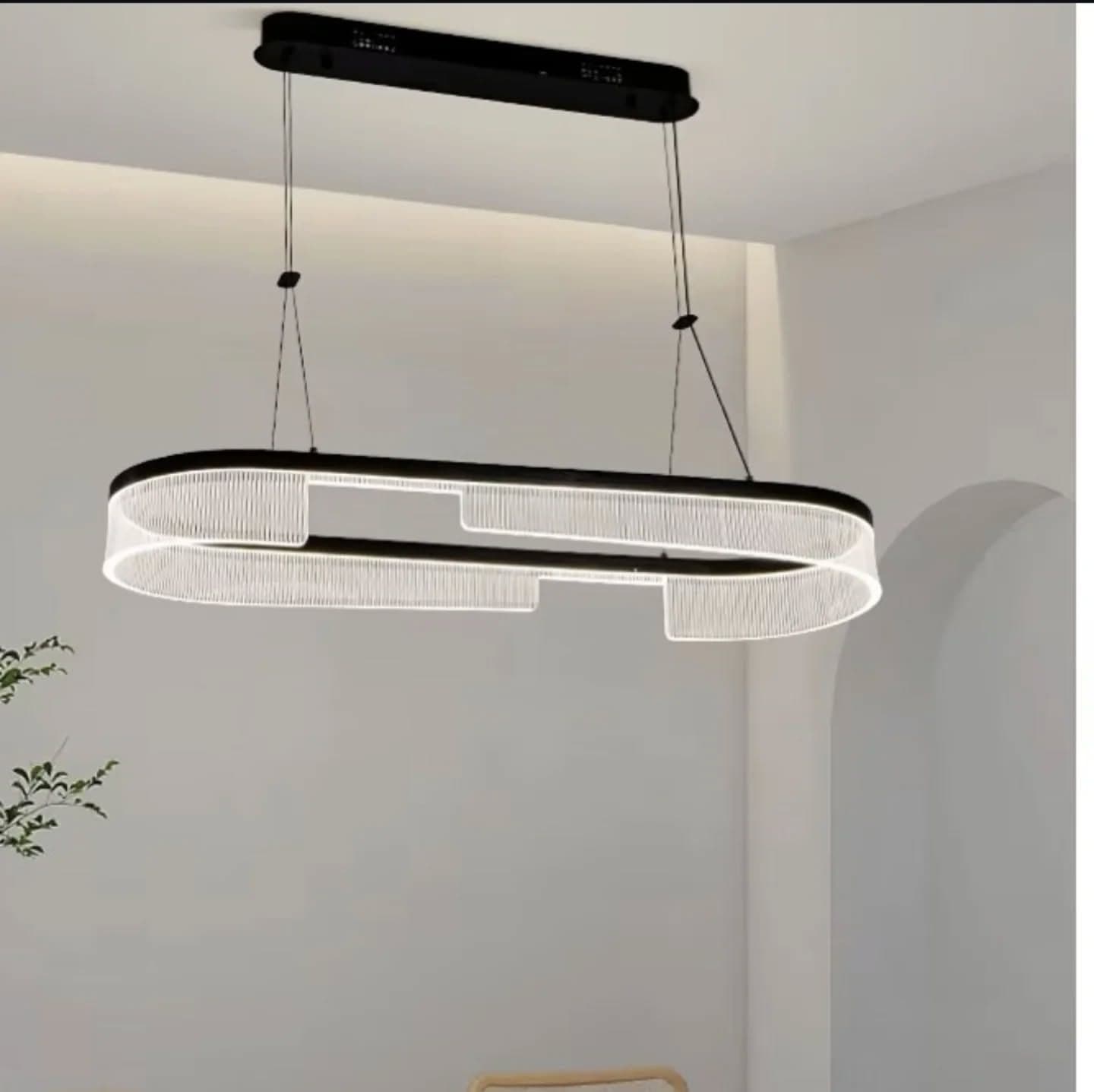 Modern Oval Black and White LED Pendant Light