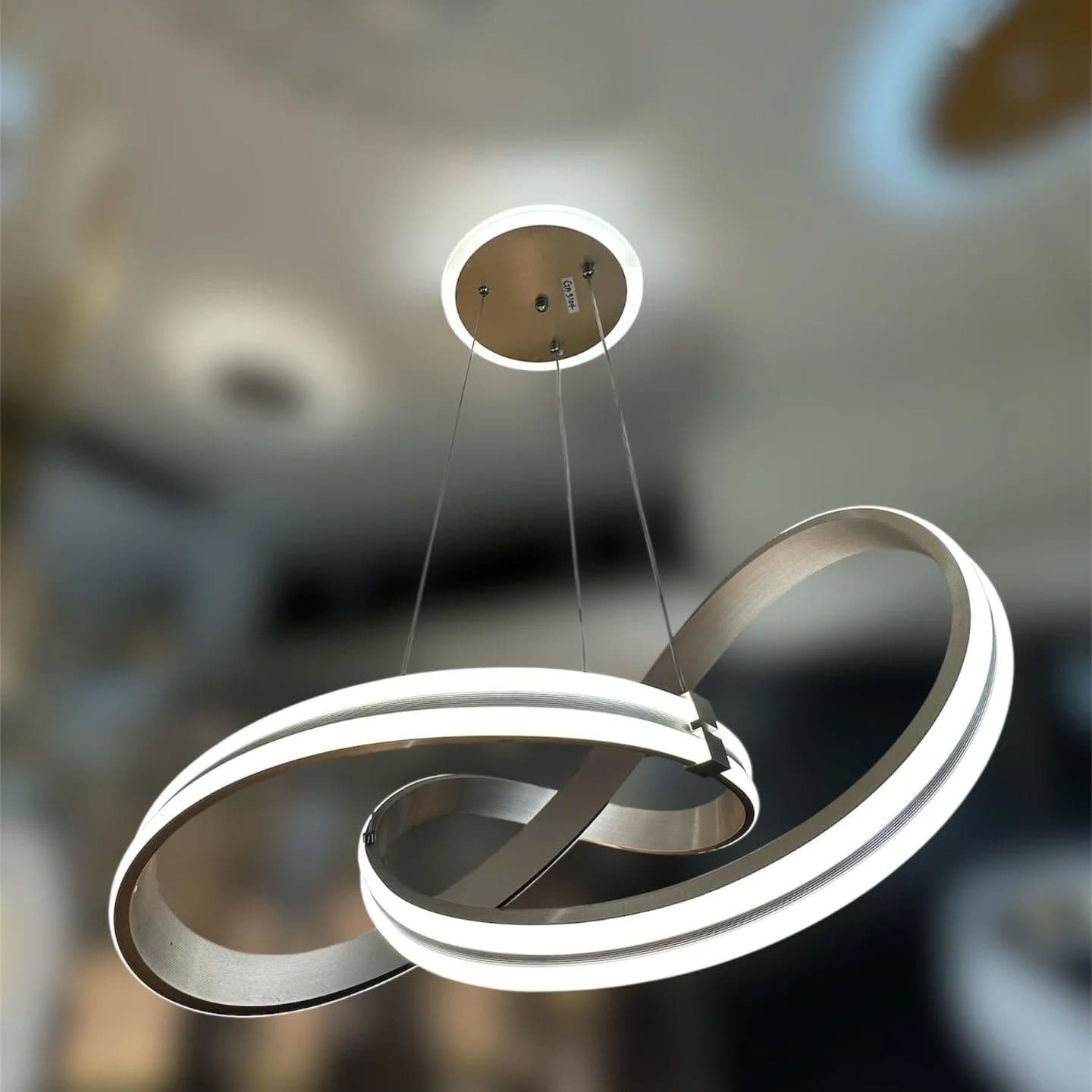 Modern Silver Spiral LED Pendant Light - Large