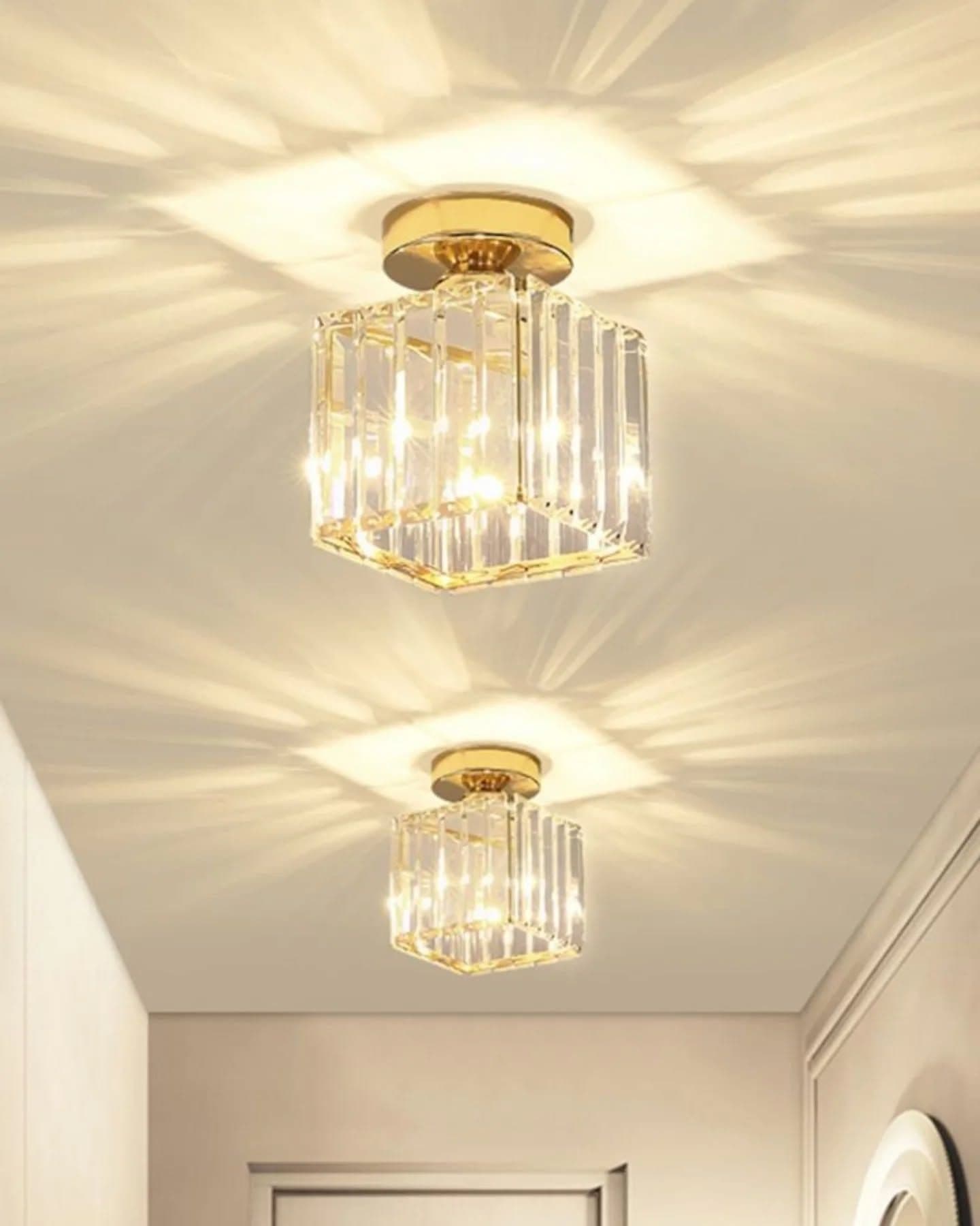 Small Modern Gold Geometric Crystal Chandelier