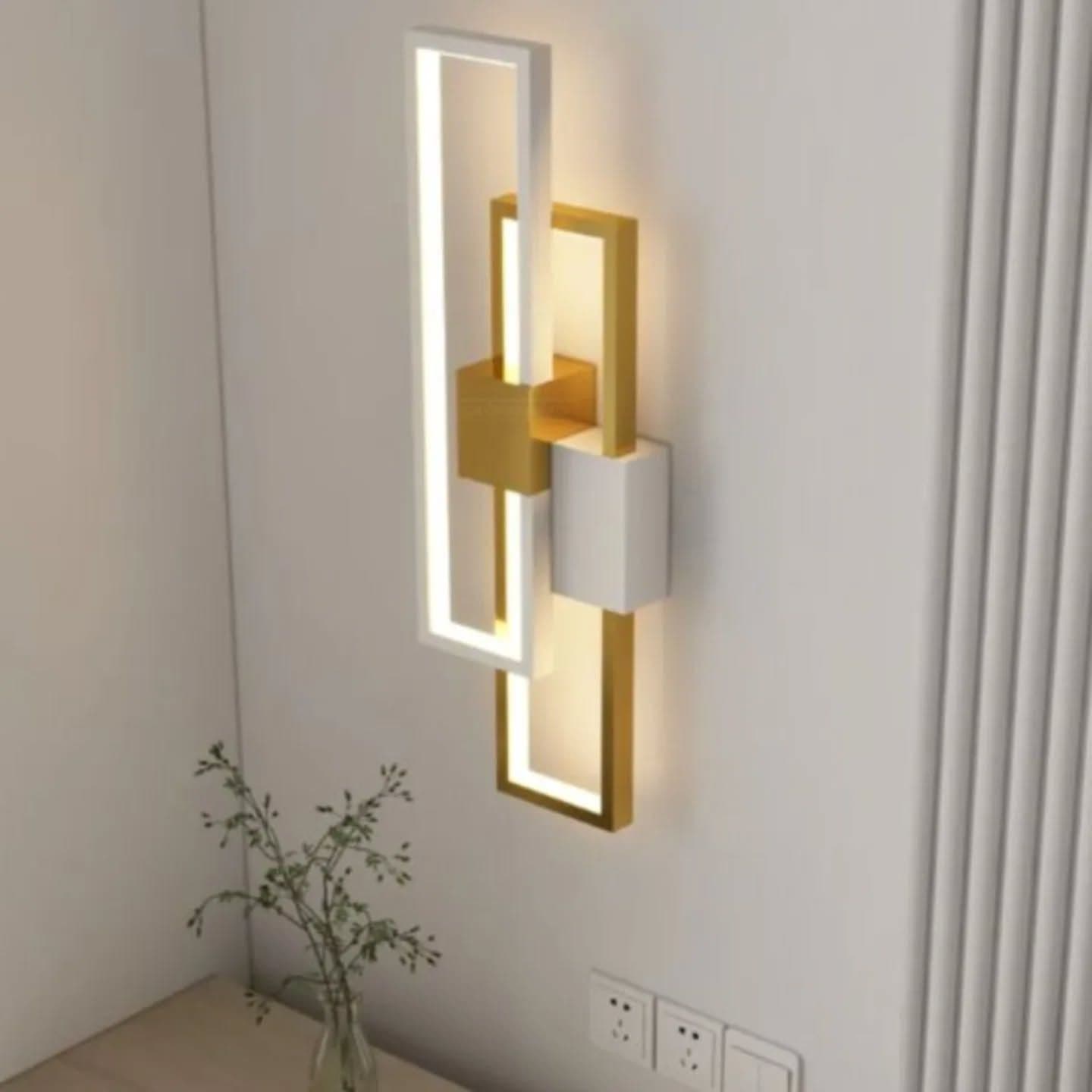 Modern Gold and White Geometric LED Wall Light