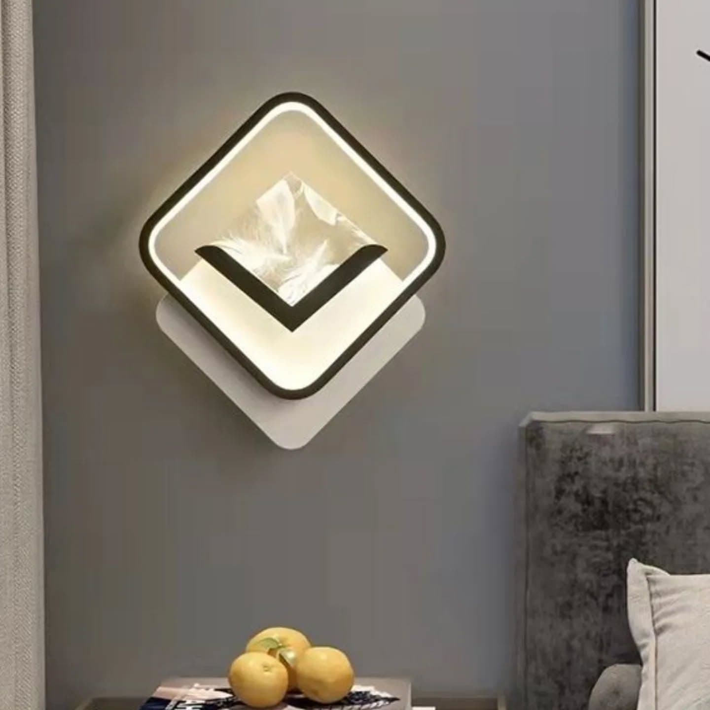 Modern Black, White & Gold Feather Geometric Wall Light