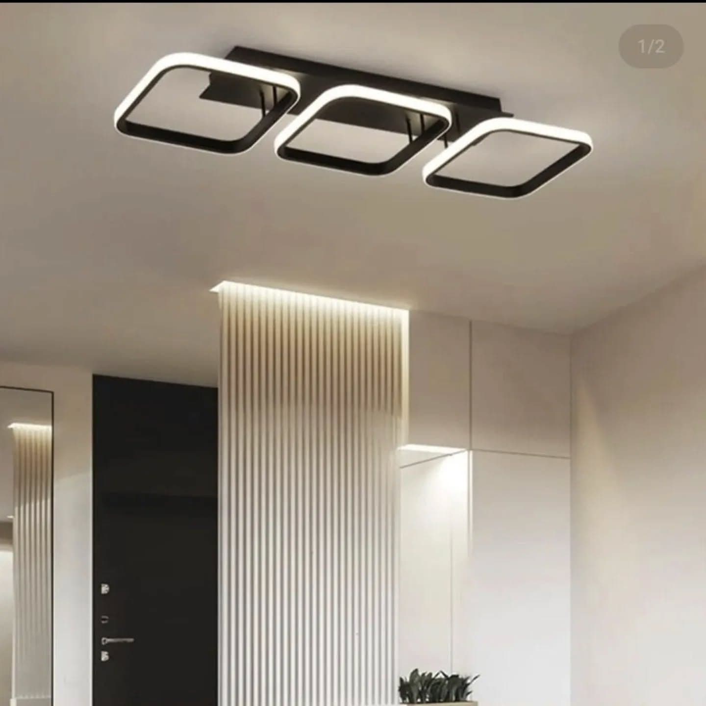 Modern Black and White Geometric LED Ceiling Light