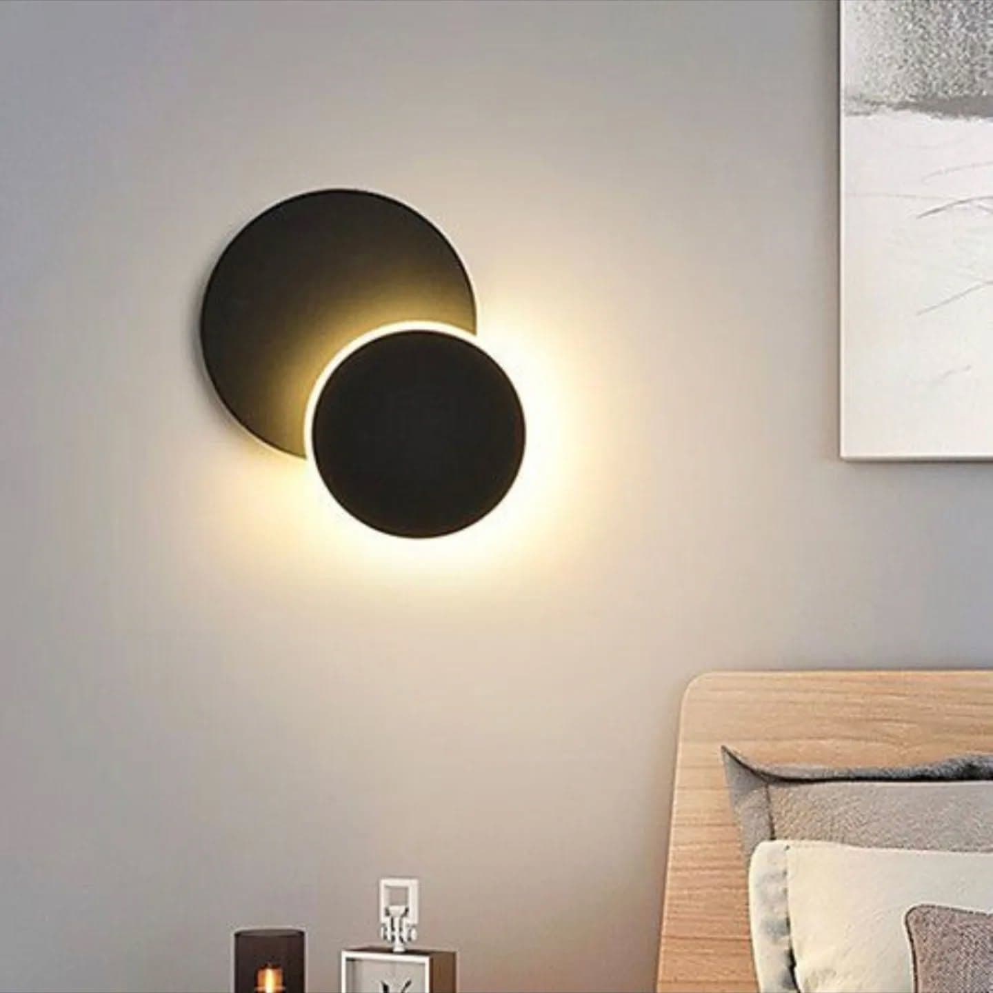 Modern Matte Black Round LED Wall Light