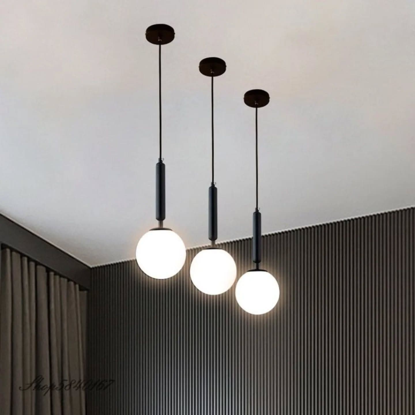 Modern Black and White Globe Pendant Light