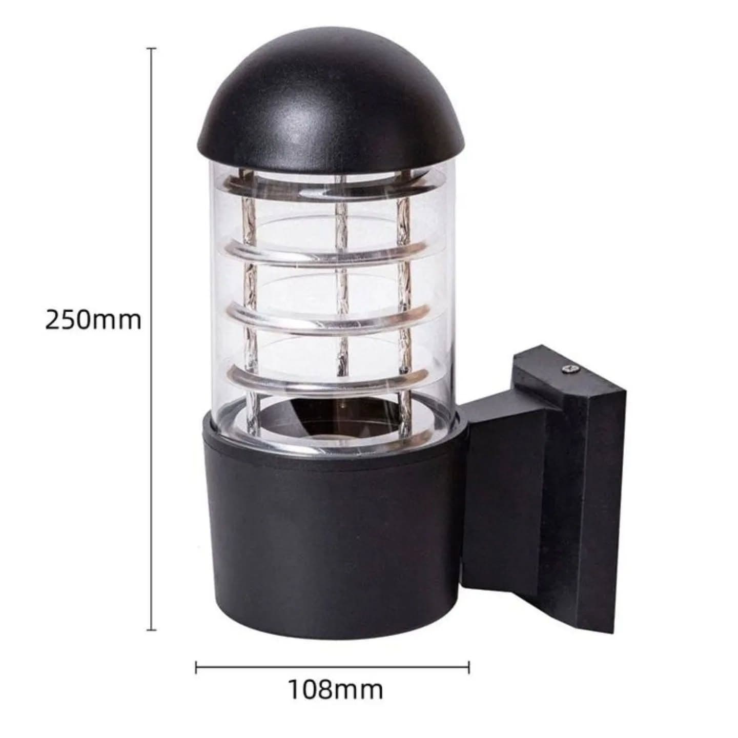 Modern Black Outdoor Wall Light with Clear Cylindrical Shade