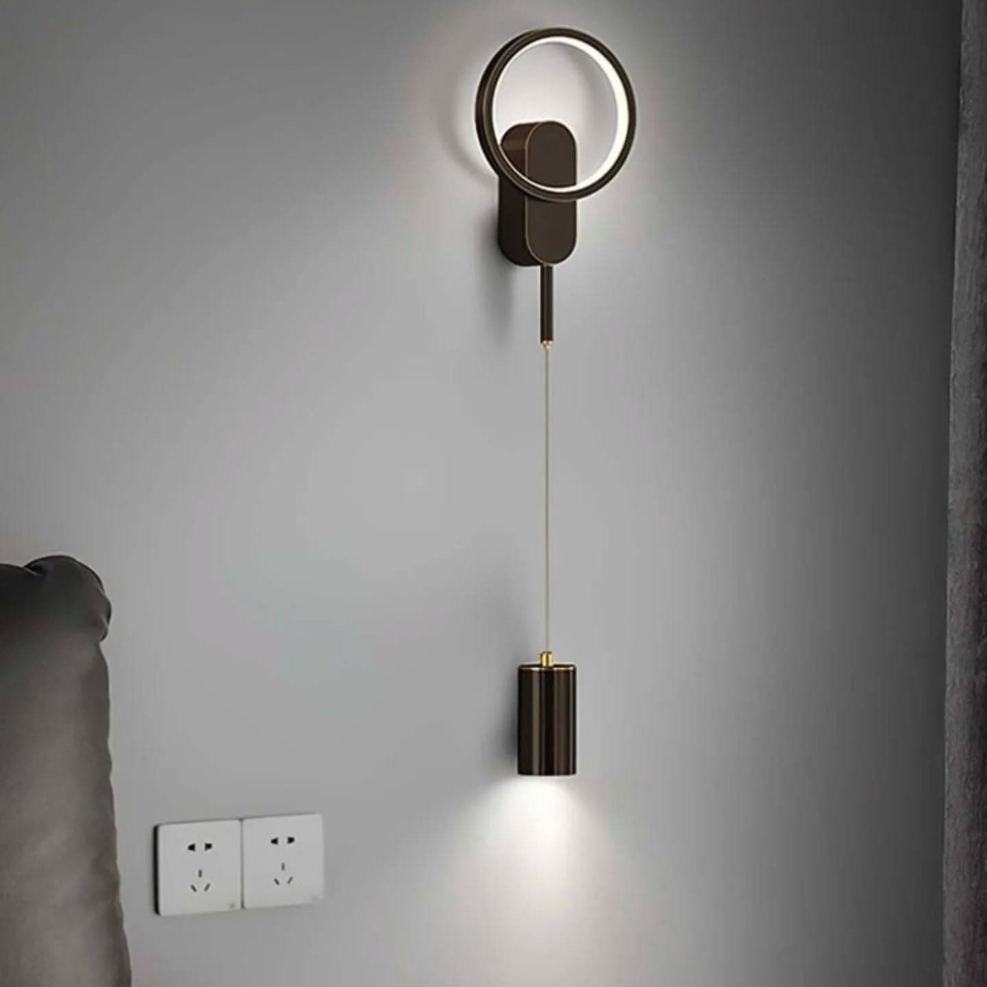 Modern Dark Bronze Adjustable LED Ring Wall Light