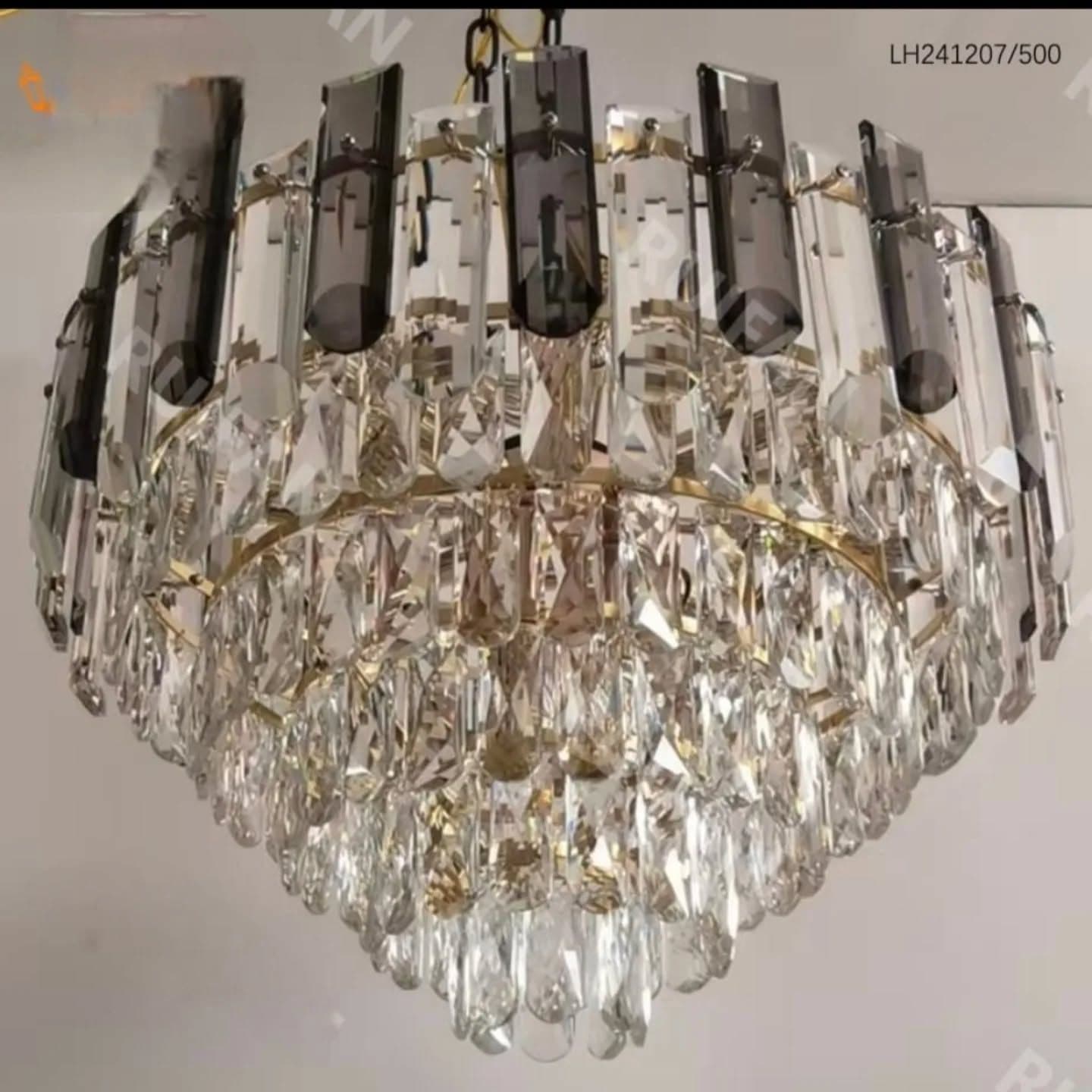 Luxury Large Gold Crystal Multi-Tiered Chandelier