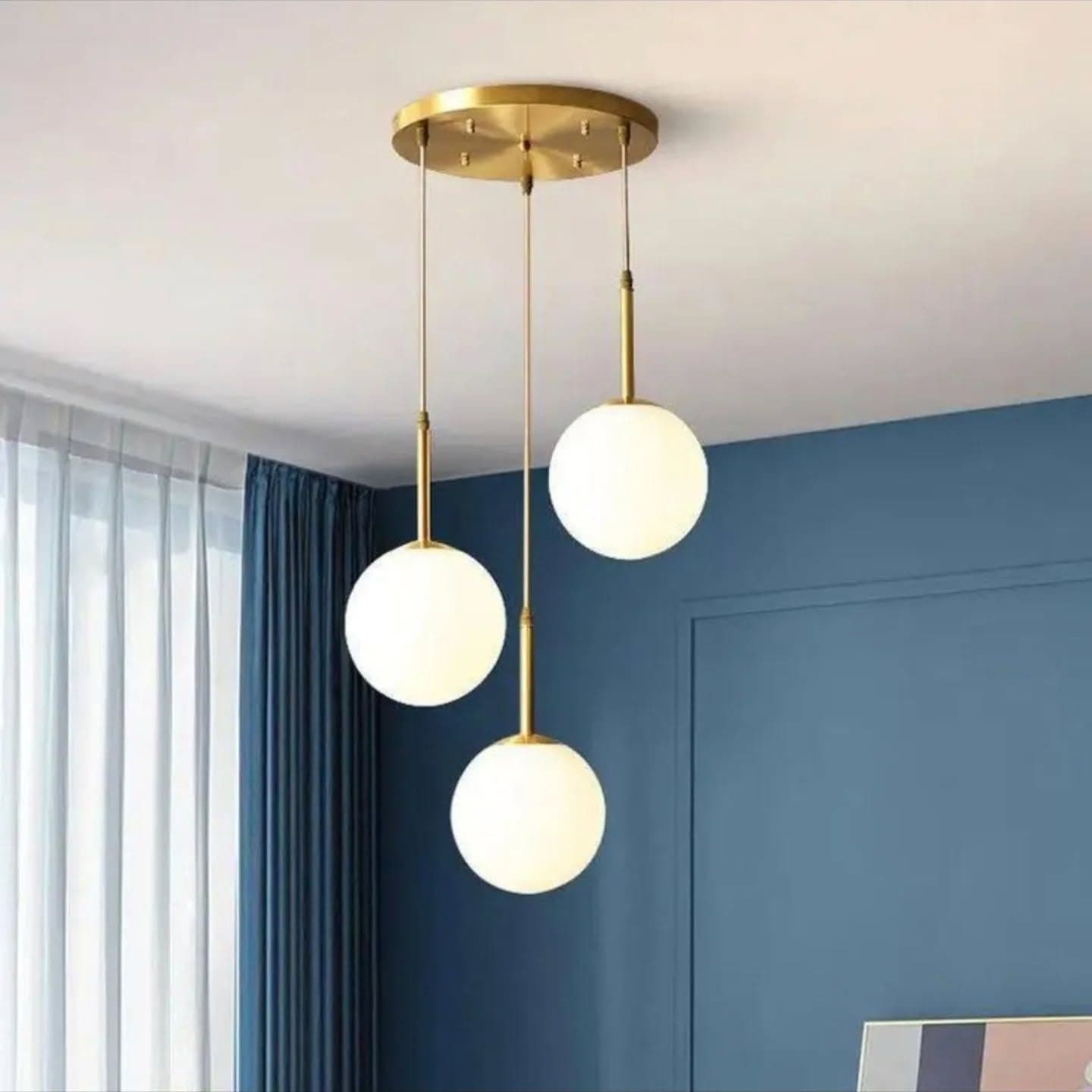 Modern 3-in-1 Gold Brass Globe Pendant Light
