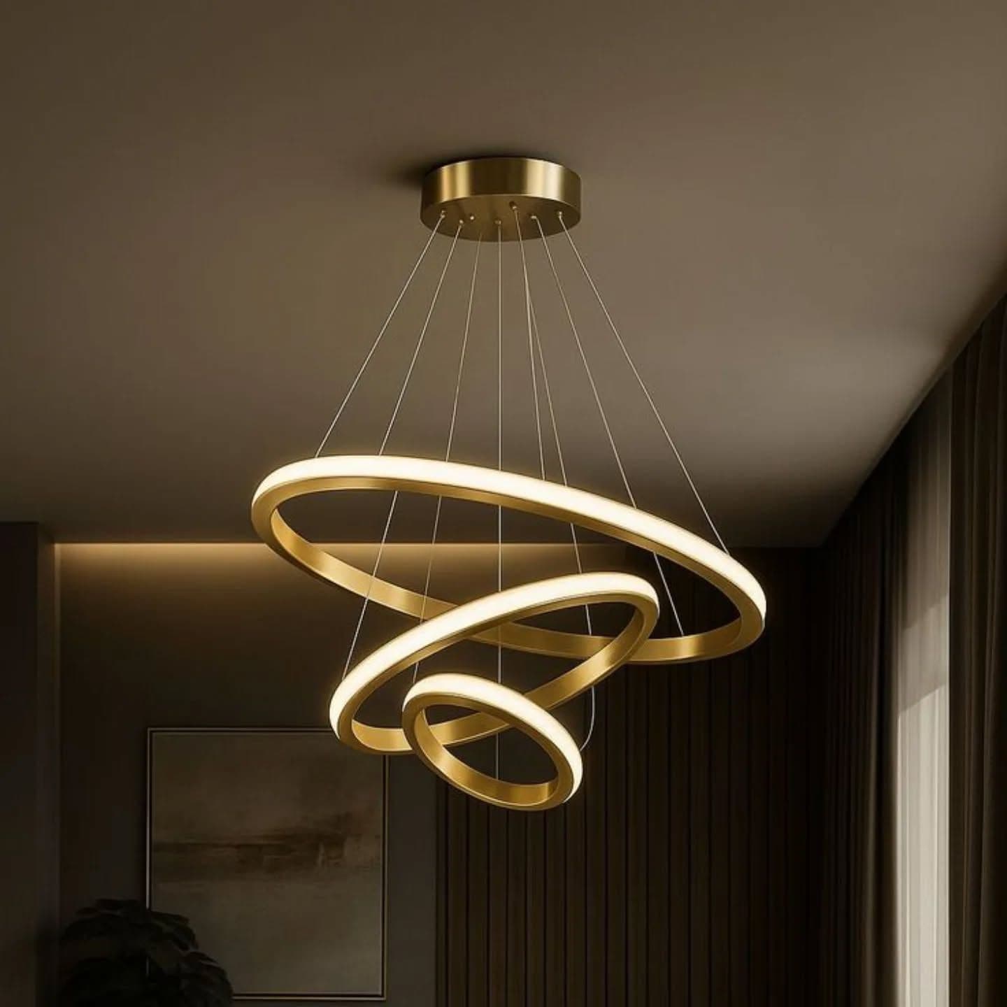 Modern Gold Multi-Ring LED Chandelier