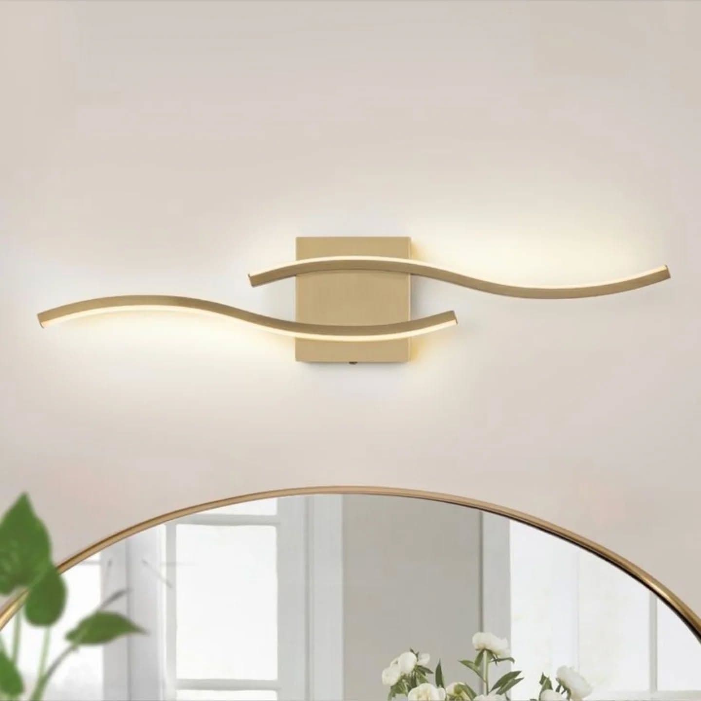 Modern Gold Wave LED Mirror Light