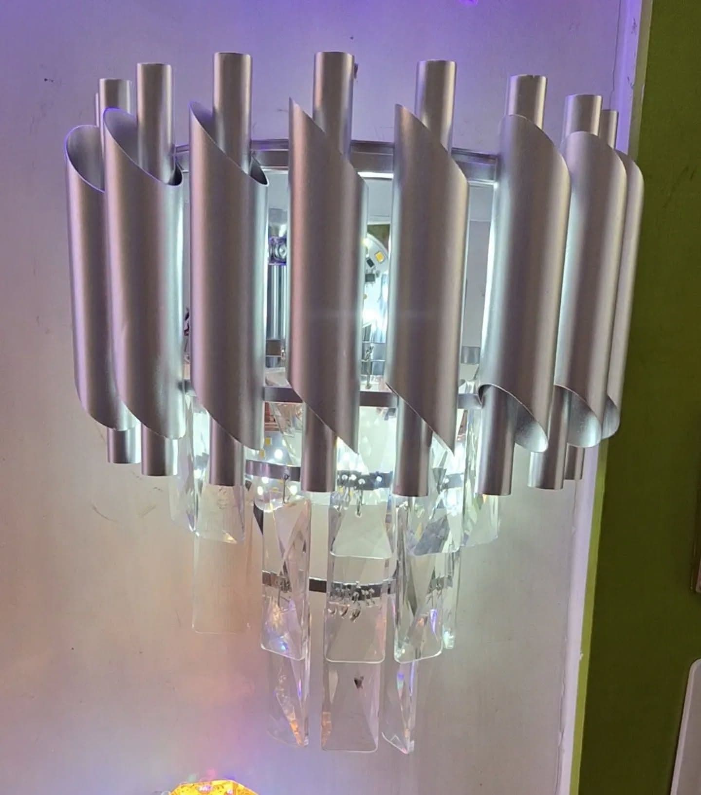 Modern Silver Crystal Tube Wall Light