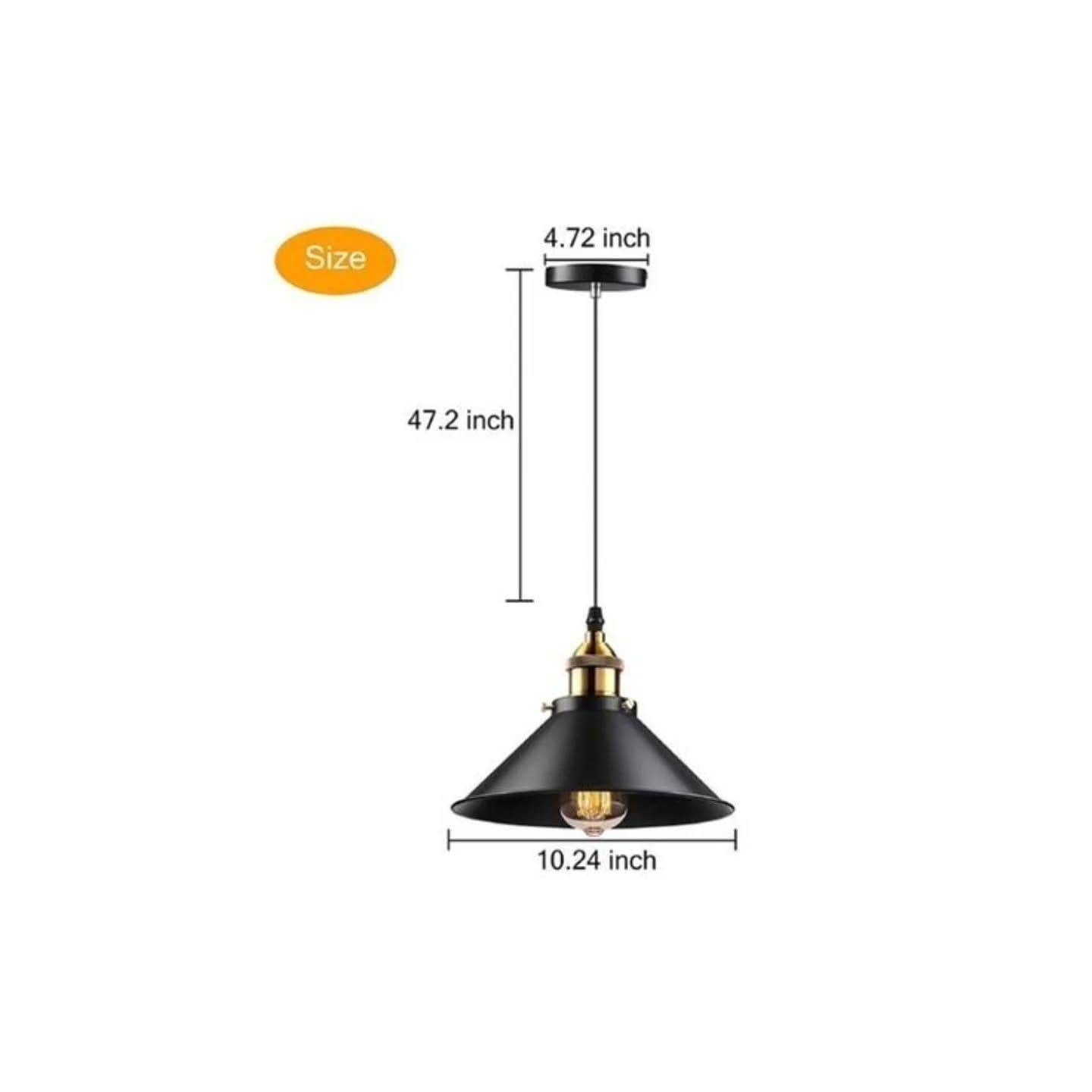 Industrial Black Metal Pendant Light with Exposed Bulb