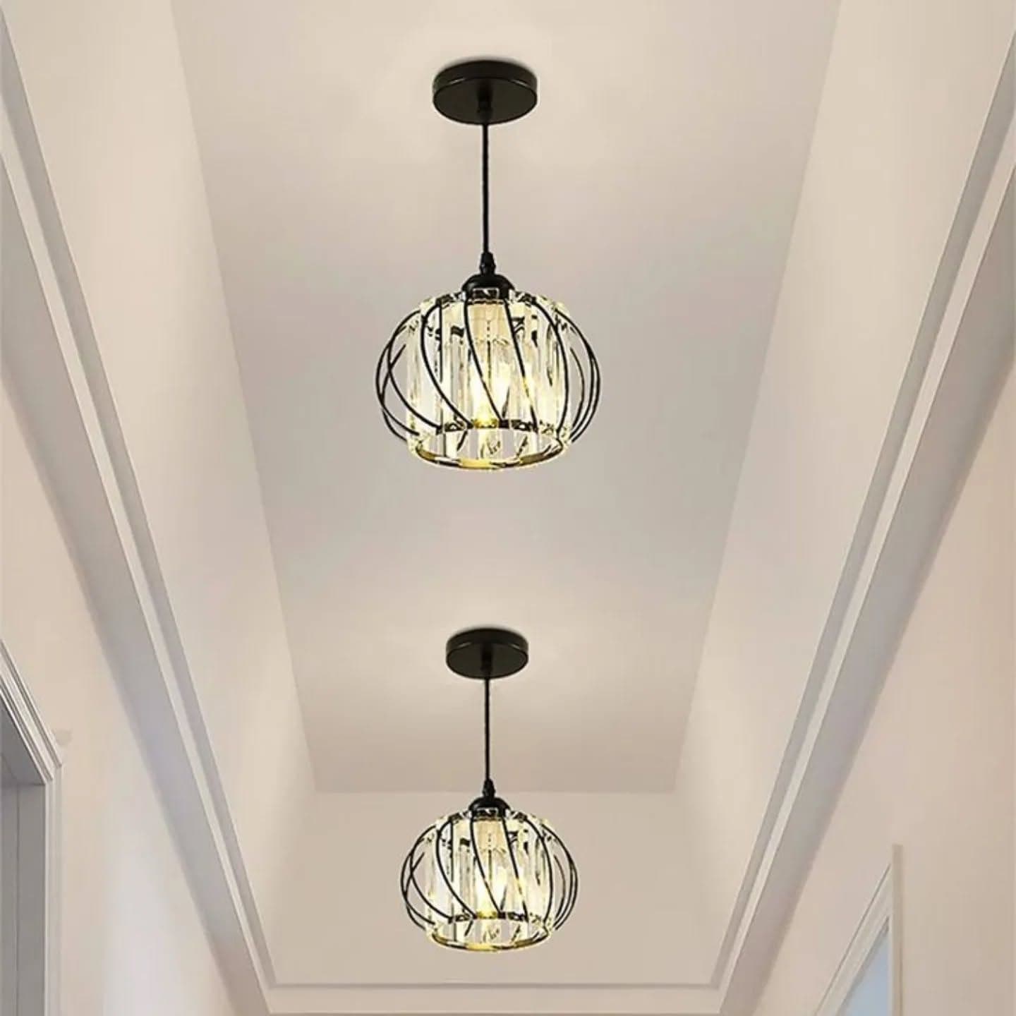 Modern Black Crystal Geometric Pendant Light