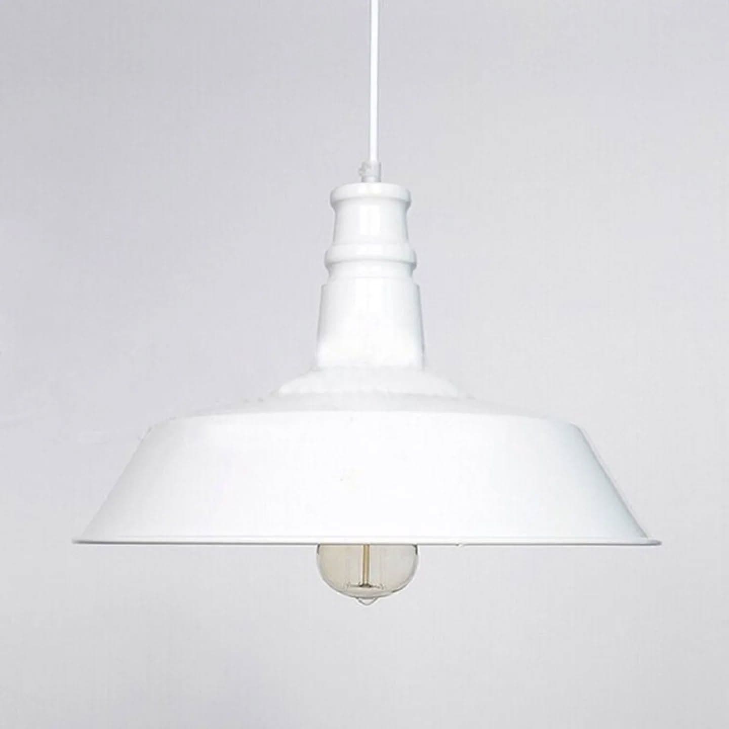 Industrial White Metal Dome Pendant Light