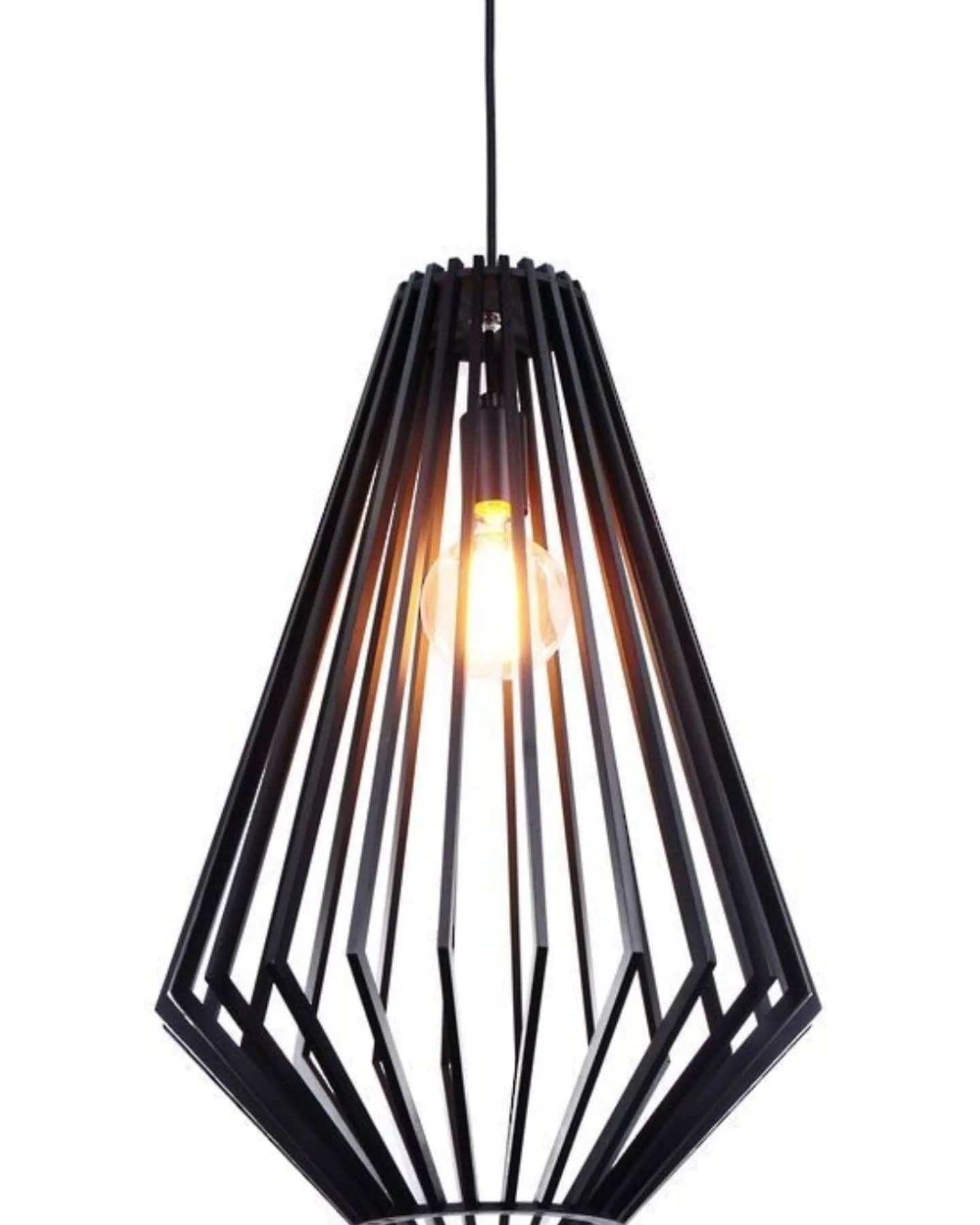 Modern Black Geometric Cage Pendant Light
