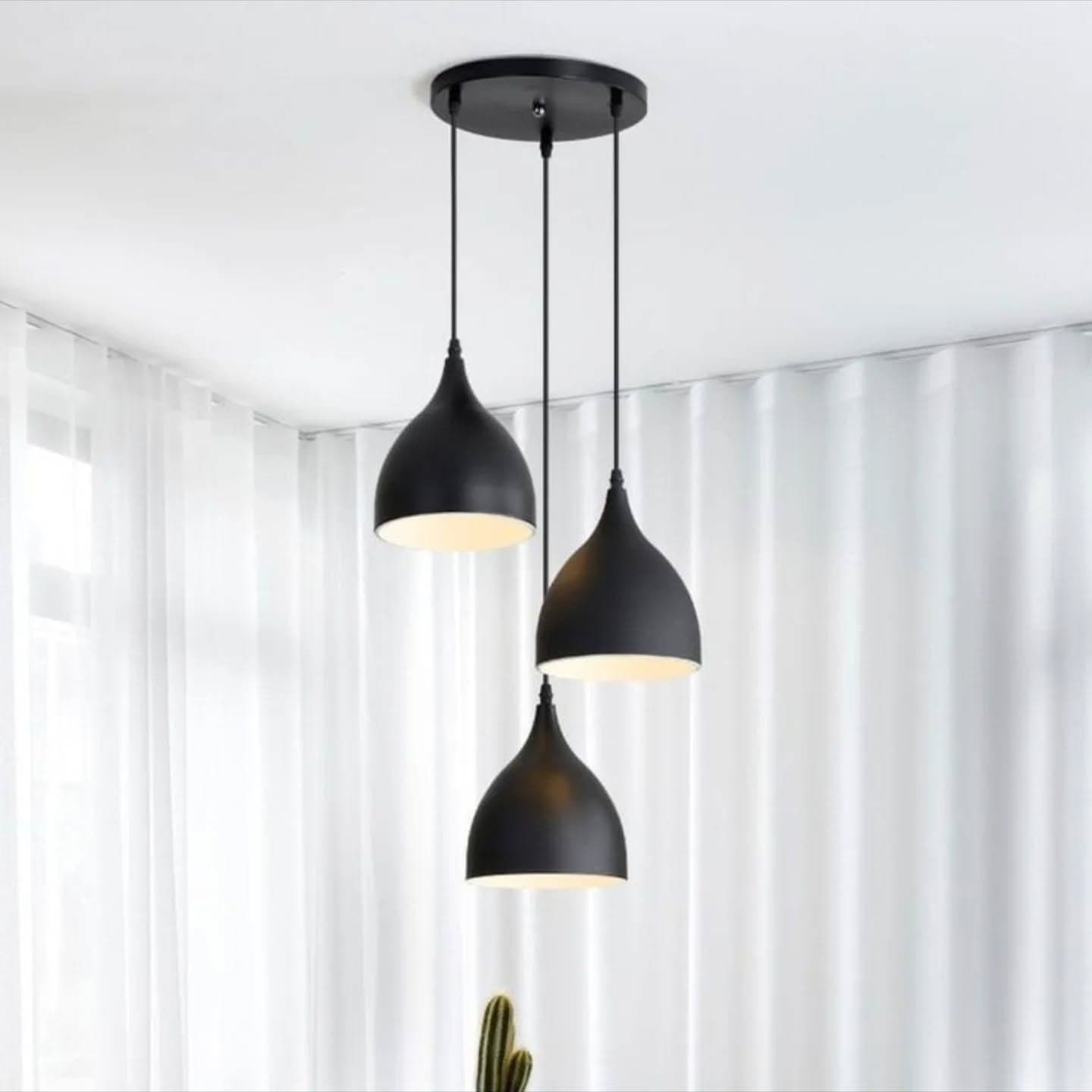 Modern Matte Black 3-Light Cluster Pendant Light