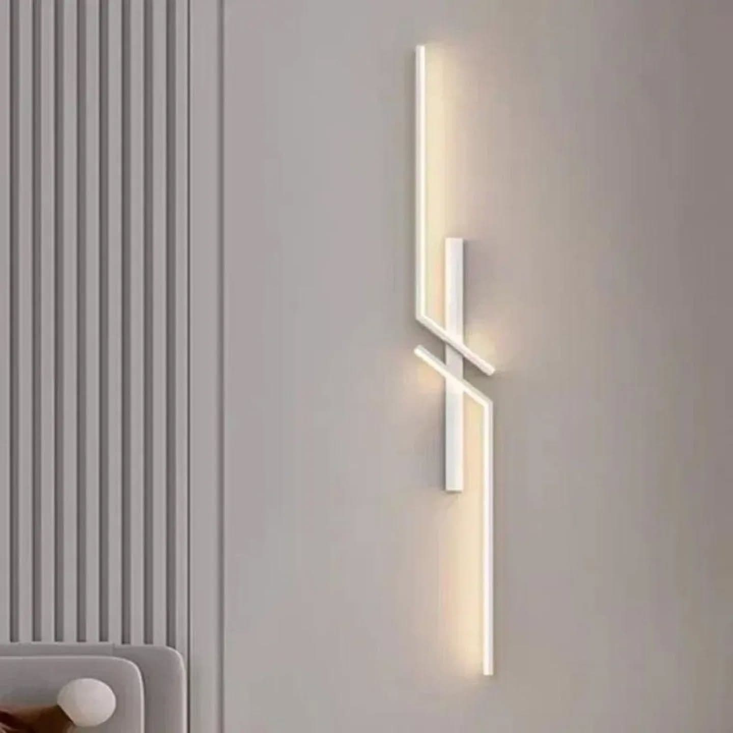 Modern White Abstract Linear LED Wall Light - Large