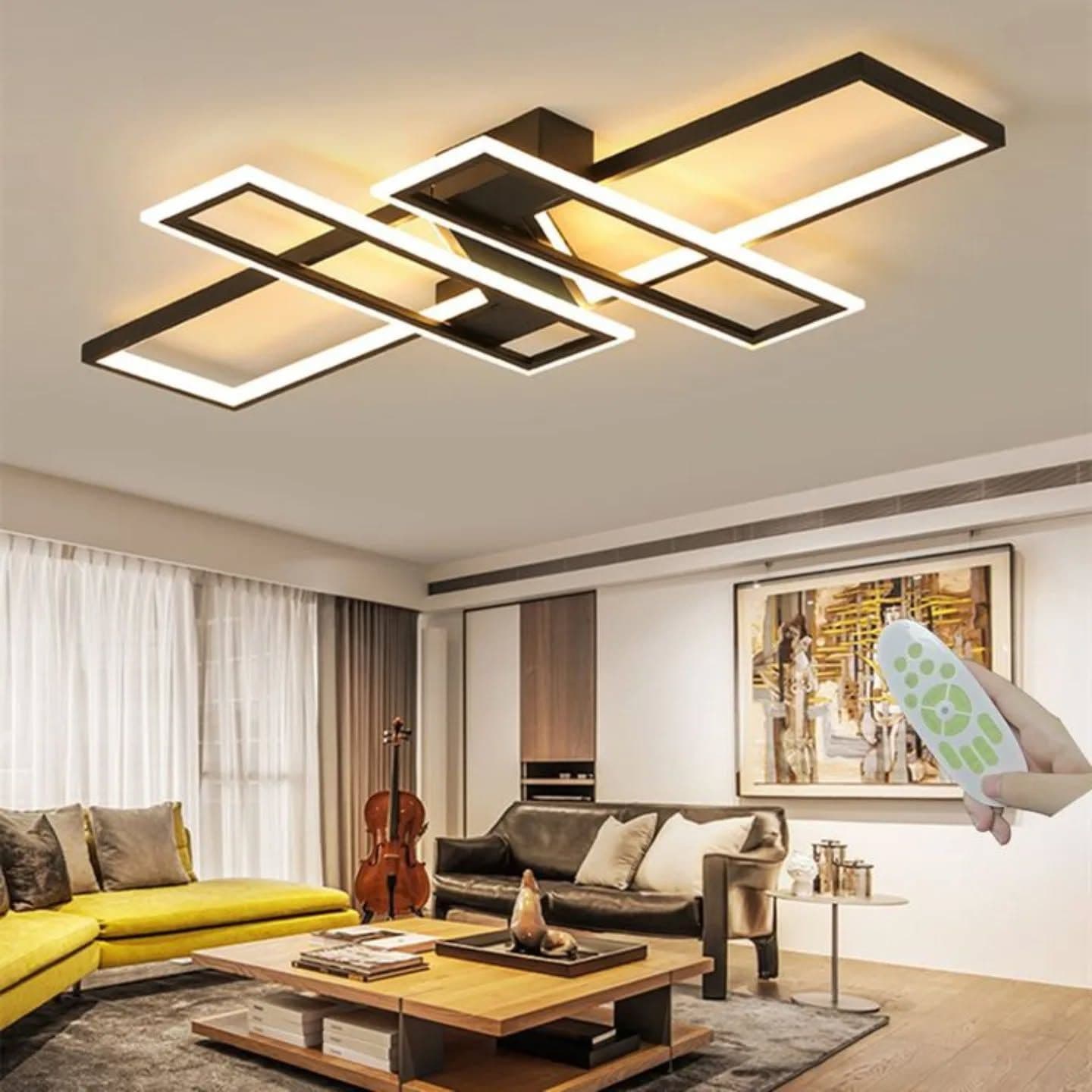 Modern Black Geometric LED Chandelier