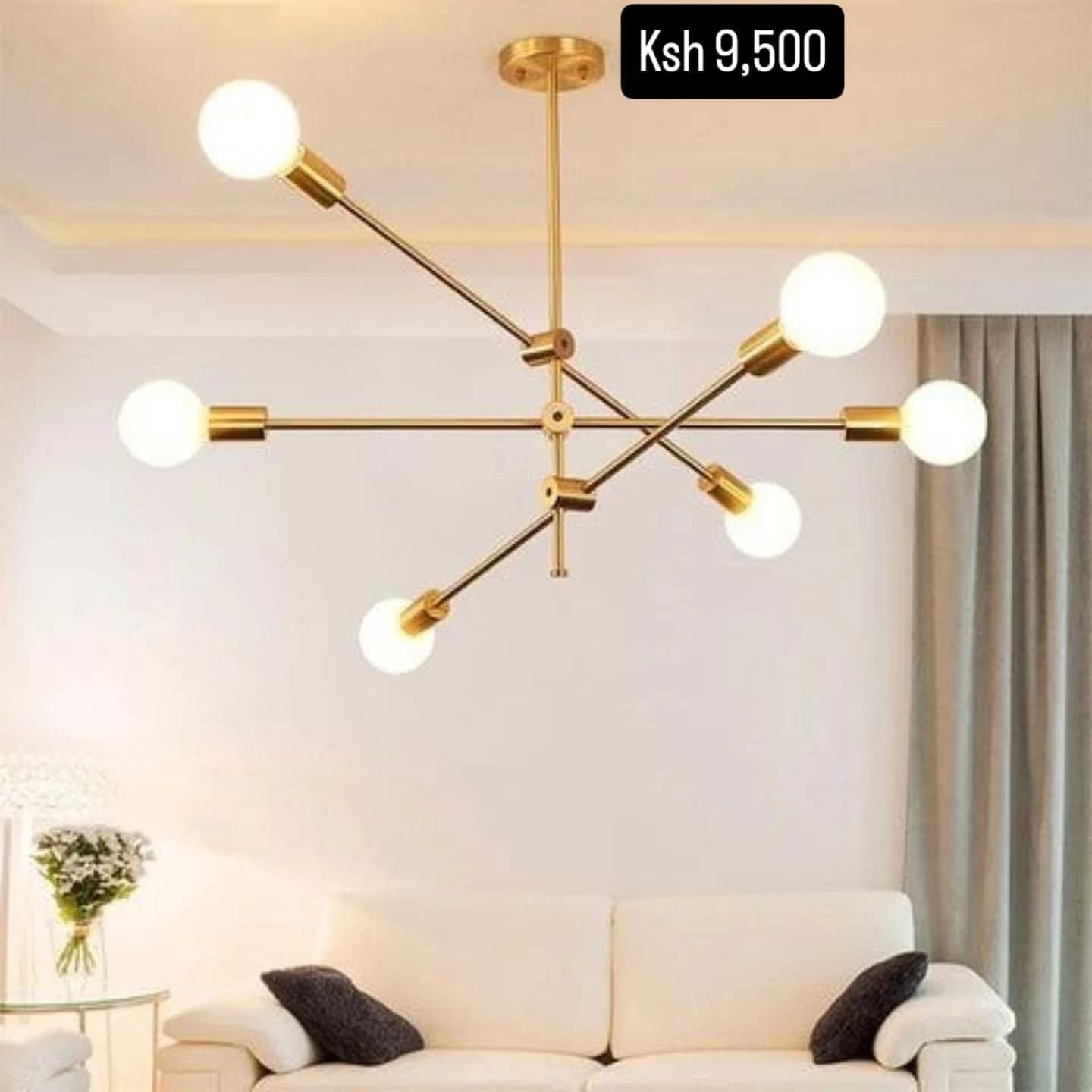 Modern Gold Sputnik 6-Light Chandelier with Globe Bulbs