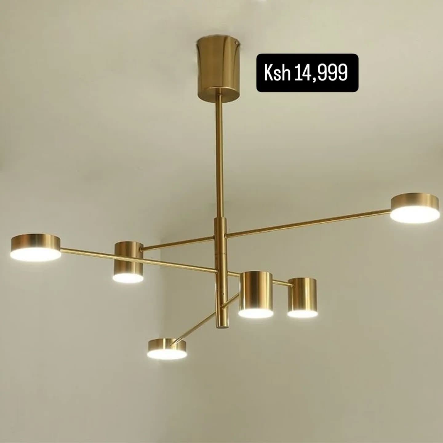 Modern Gold Brass Multi-Arm LED Chandelier for Low Ceilings